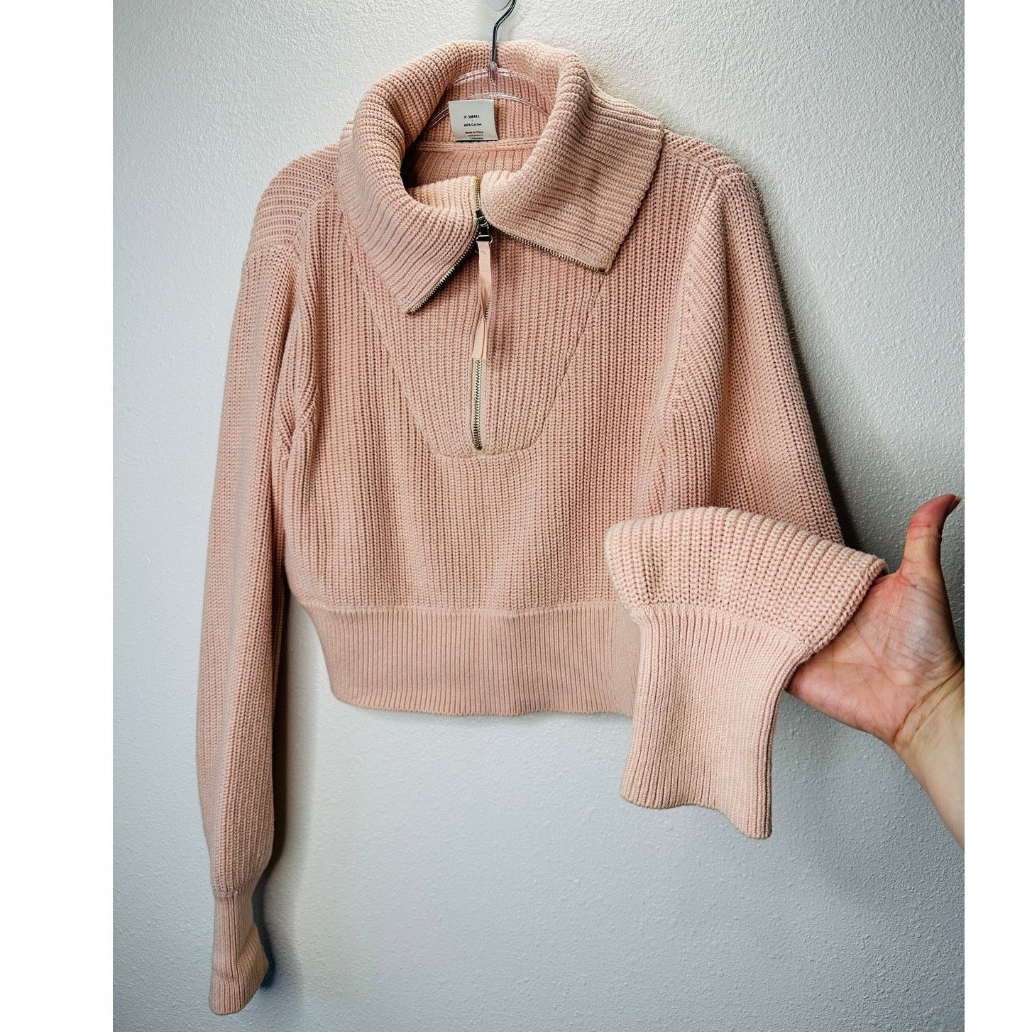 Varley Varley Pink Mentone Half Zip Wide Collar Shaker Sweater XS Size XS / US 0-2 / IT 36-38 - 1 Thumbnail