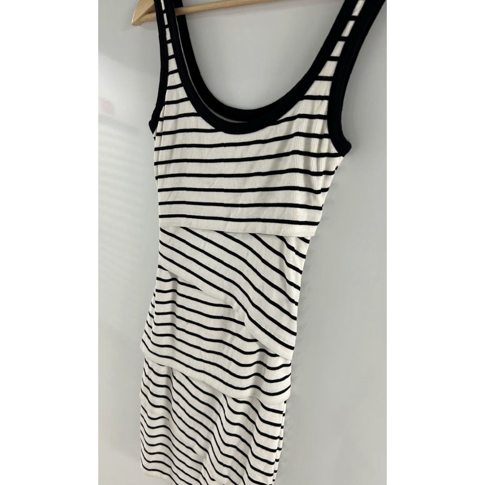 Bailey 44 Women Bailey44 White/Black Stripe Knit Asymmetrical Bodycon Column Dress Size XS Size XS / US 0-2 / IT 36-38 - 3 Thumbnail