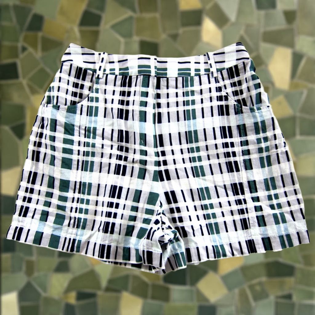 Bcbgmaxazria BCBGMAXAZRIA Chino Shorts Women 0 Green Linen Rayon Flat Front Pockets High Rise Plaid Casual Spring Summer Fall Back to 4 seasons Size 25" / US 0 / IT 36 - 1 Thumbnail