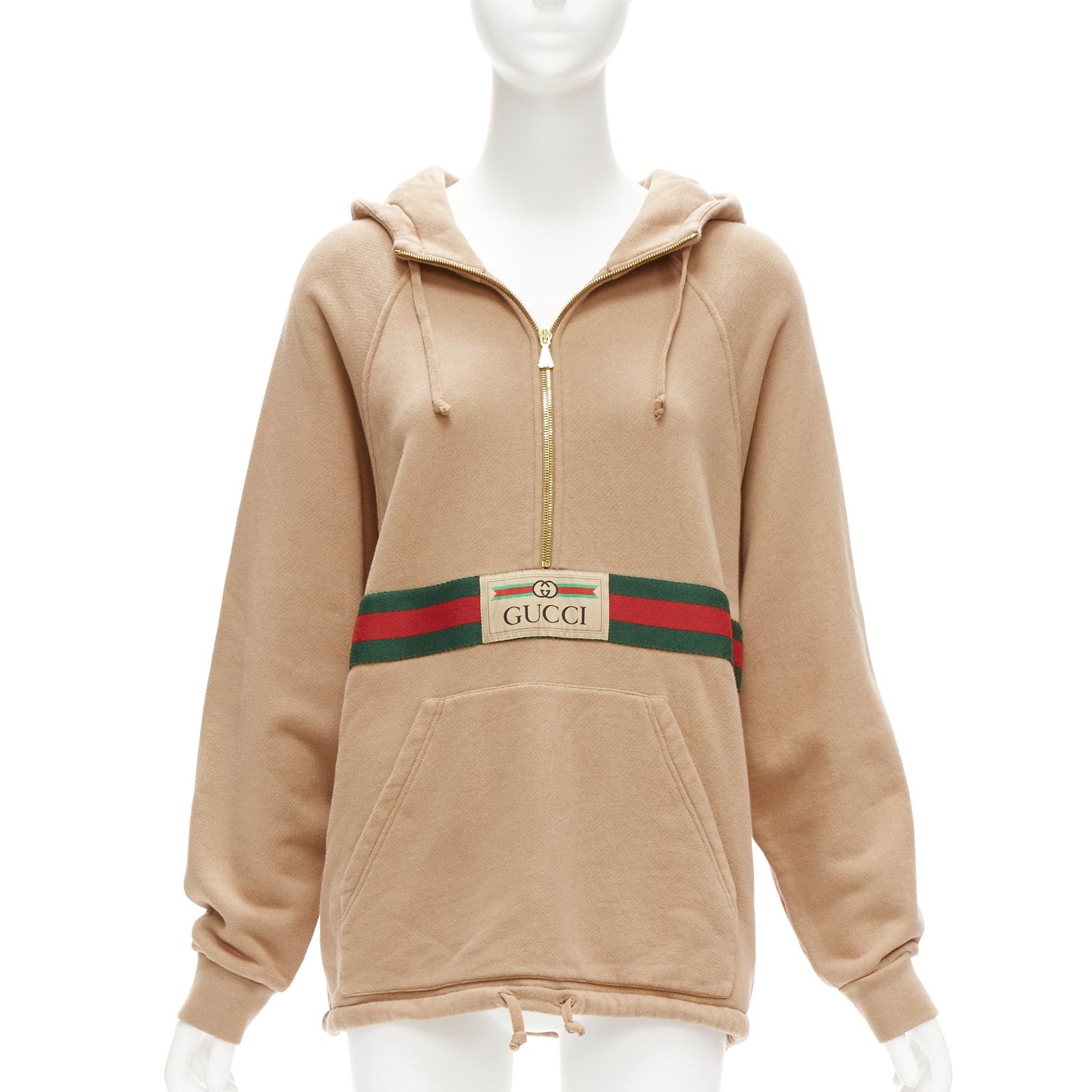 Gucci GUCCI Alessandro Michele beige cotton half zip vintage logo pullover XS Size S / US 4 / IT 40 - 1 Thumbnail