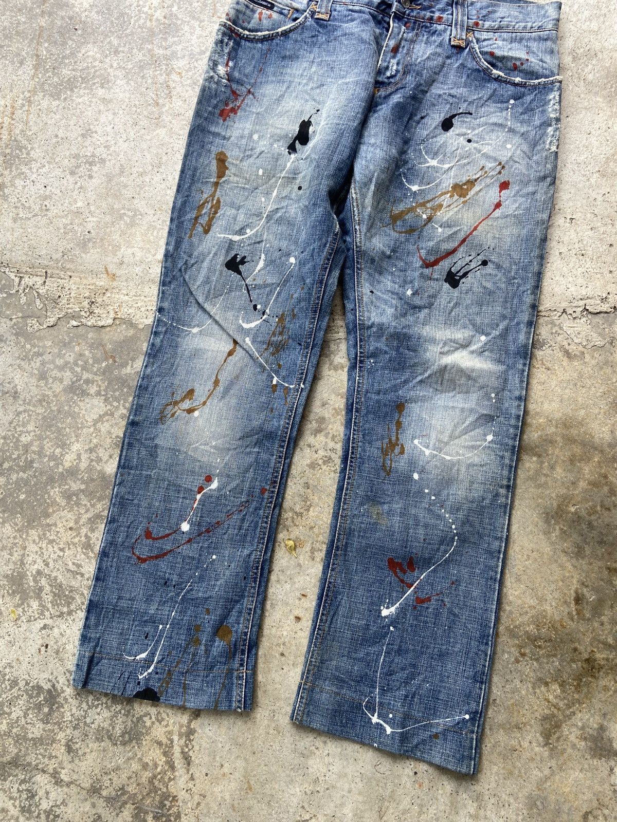 Dolce & Gabbana ARCHIVE SS03 ‘16 Classic’ Splatter Paint Distressed Denim Size US 36 / EU 52 - 3 Thumbnail