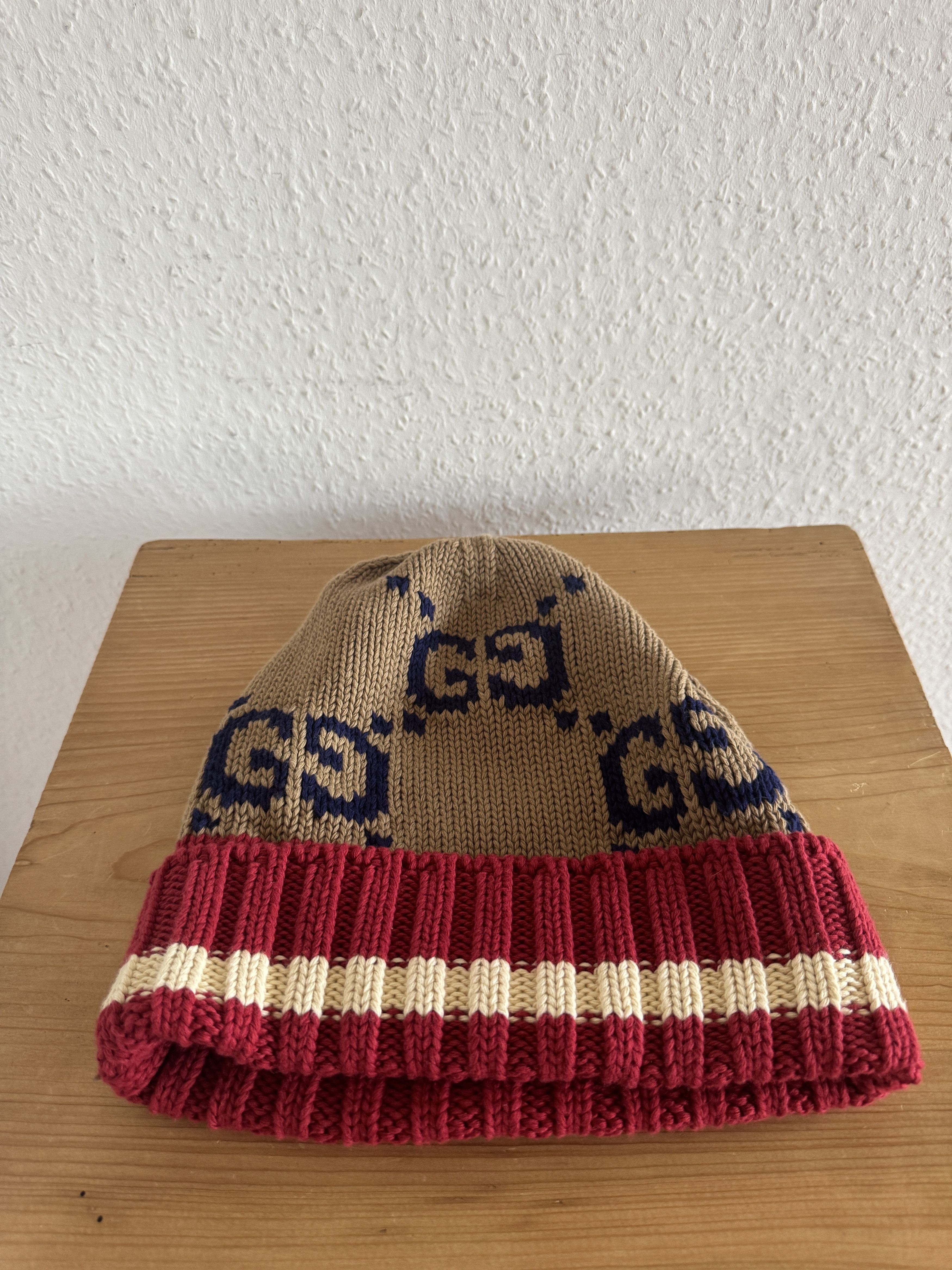 Gucci Beige/Red GG Beanie Size ONE SIZE - 2 Thumbnail