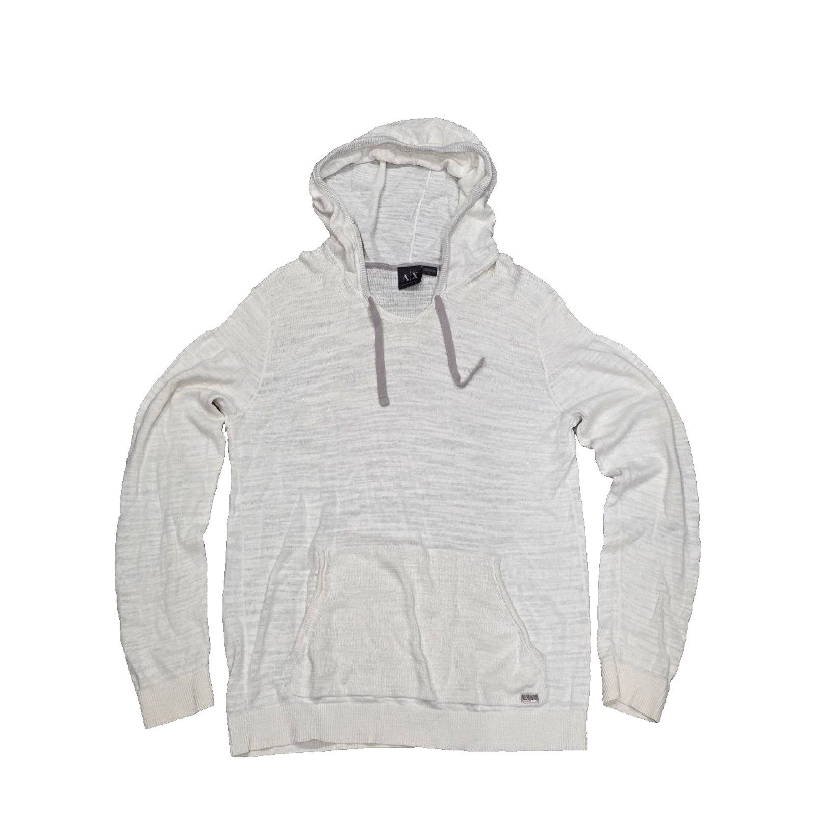 Armani Exchange Armani Exchange Ivory Knit Hoodie Sweater Large A003194 Size L / US 10 / IT 46 - 1 Thumbnail