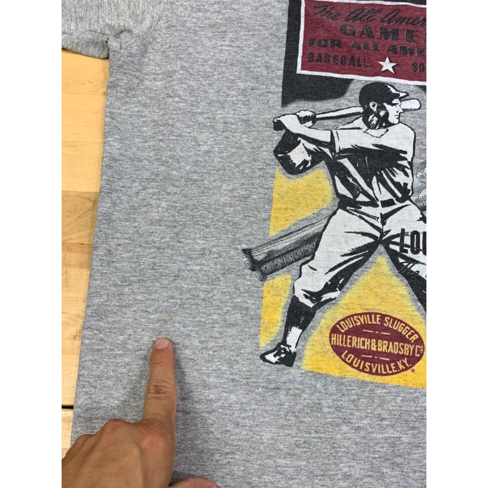 Vintage VINTAGE Louisville Slugger Shirt Mens L Gray USA Baseball 11914 90s Sports USA Shirt Mens L Gray Cotton Short Sleeve Crew Neck Size US L / EU 52-54 / 3 - 5 Thumbnail