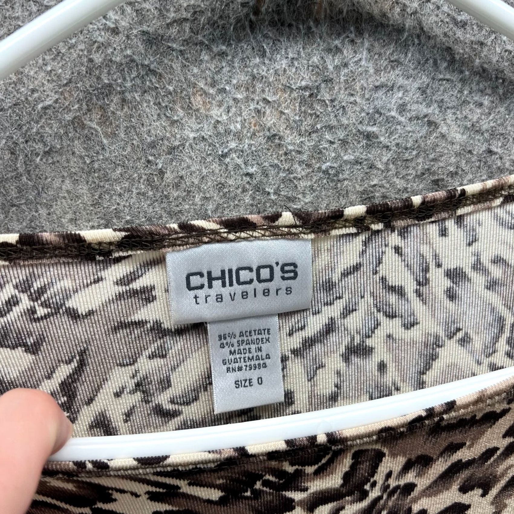 Vintage Chico's Dress Shirt Womens 0 Beige Animal Print Knit A Line Shirt Dress Long Sleeve Round Neck Pullover Casual Party Travel Size XS / US 0-2 / IT 36-38 - 5 Thumbnail