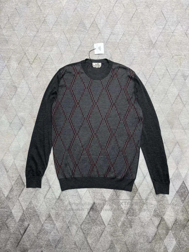 Hermes Hermes Diamond Pattern Cashmere Sweater, 70% Cashmere, 30% Size US L / EU 52-54 / 3 - 1 Thumbnail