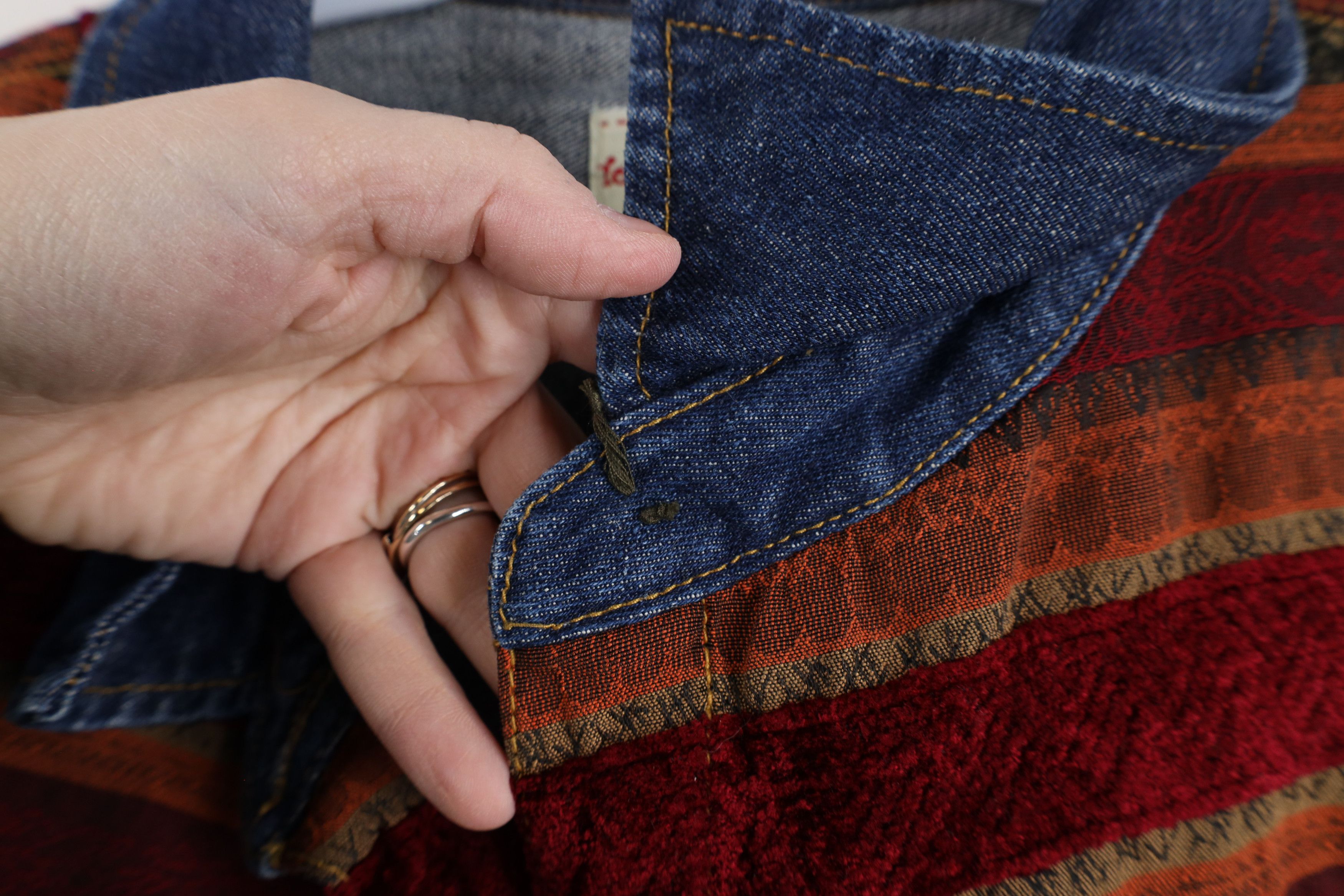 Vintage Vintage 90s Streetwear Rainbow Patchwork Denim Button Jacket Size XL / US 12-14 / IT 48-50 - 9 Thumbnail