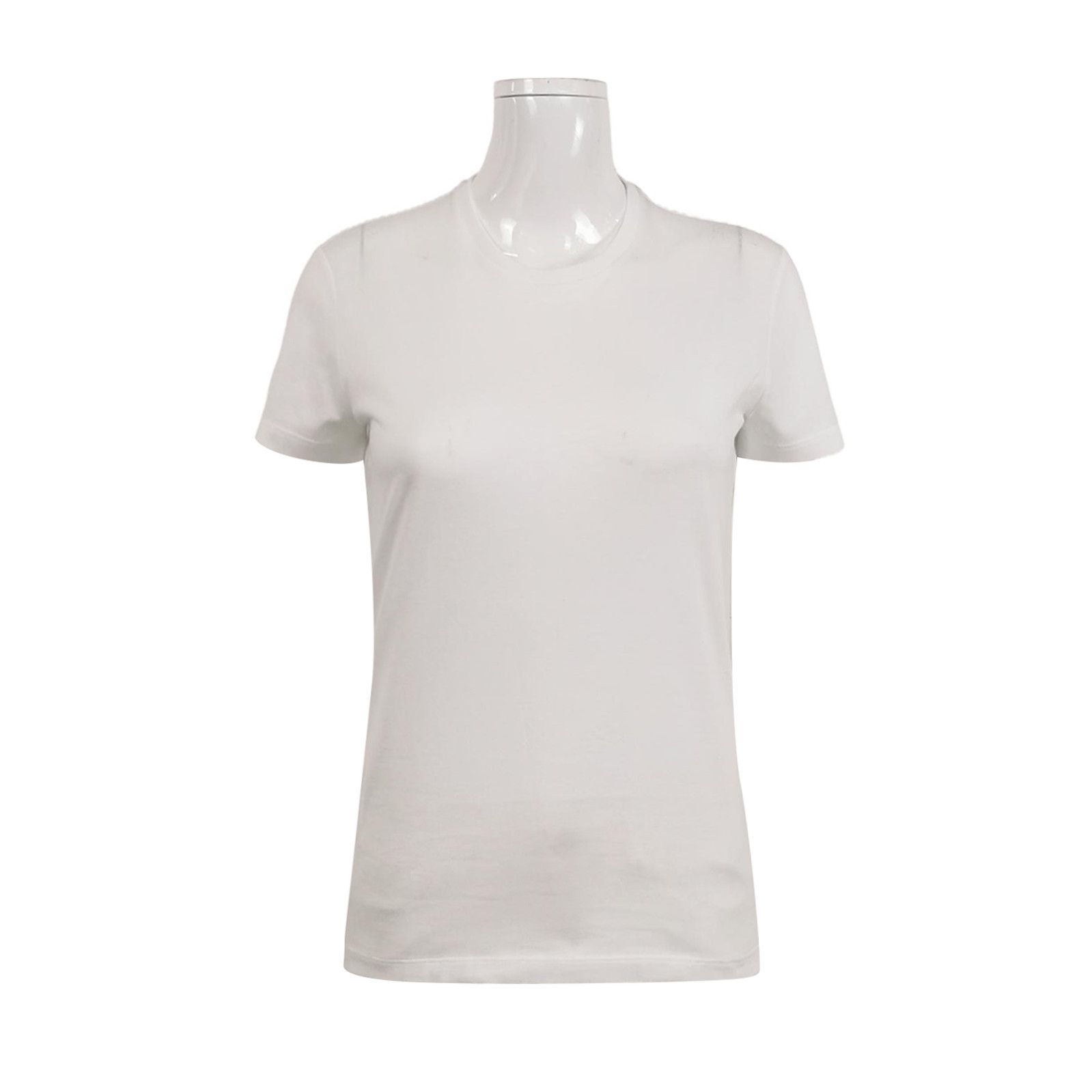 トップス PRADA Prada Classic White Cotton Crew Neck T-Shirt 0089
