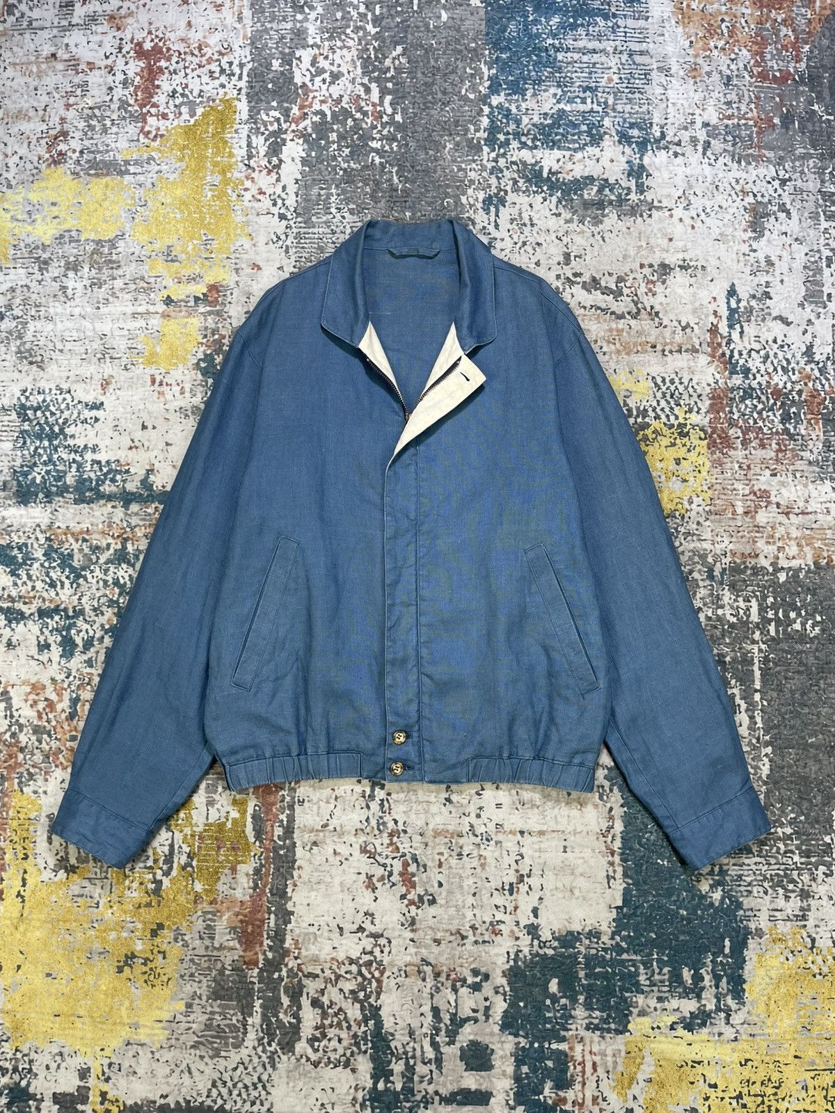 Vtg Hartford Linen Blend Bomber Jacket