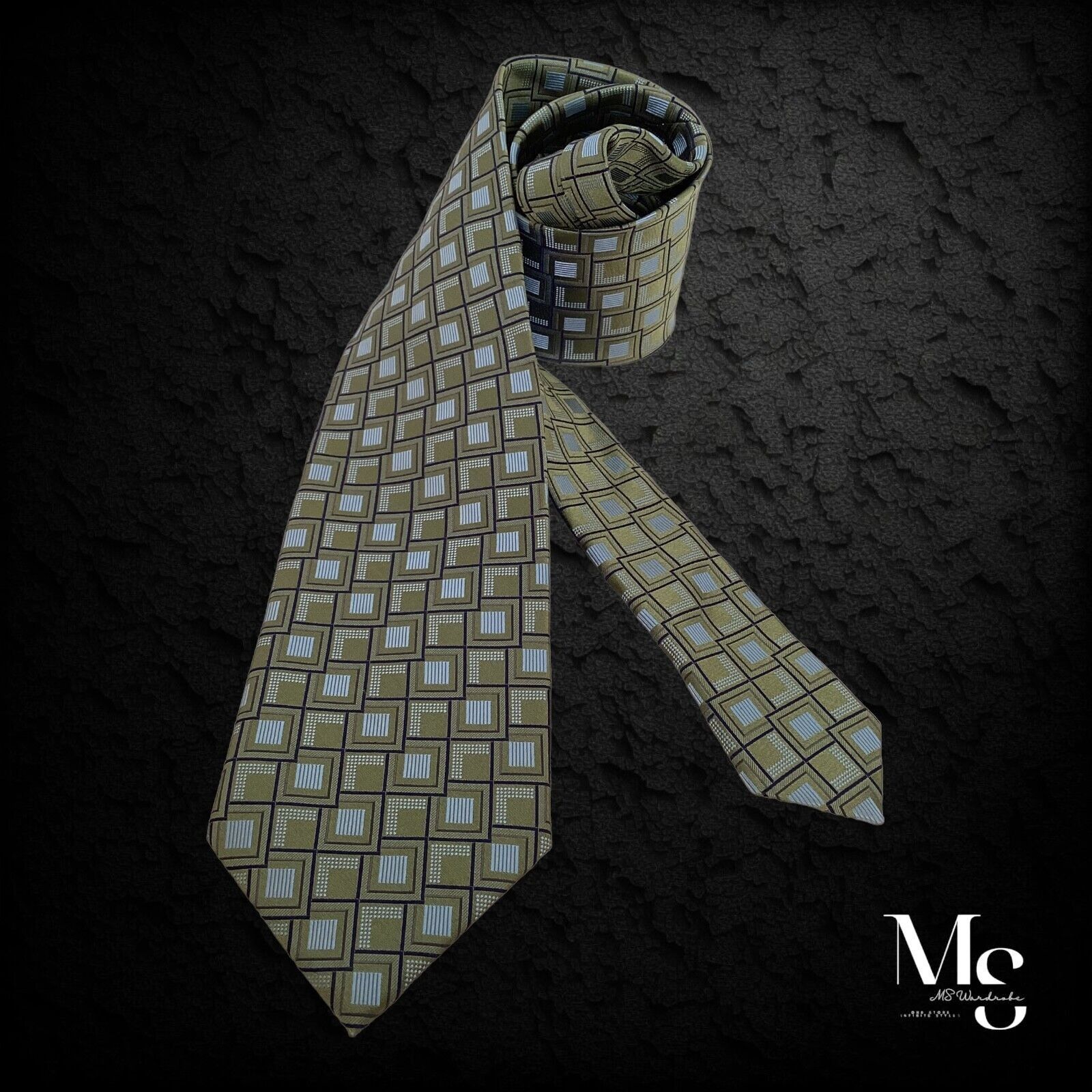 Ermenegildo Zegna $170 ERMENEGILDO ZEGNA Green Geometric Luxury Silk Tie Made Size ONE SIZE - 1 Thumbnail