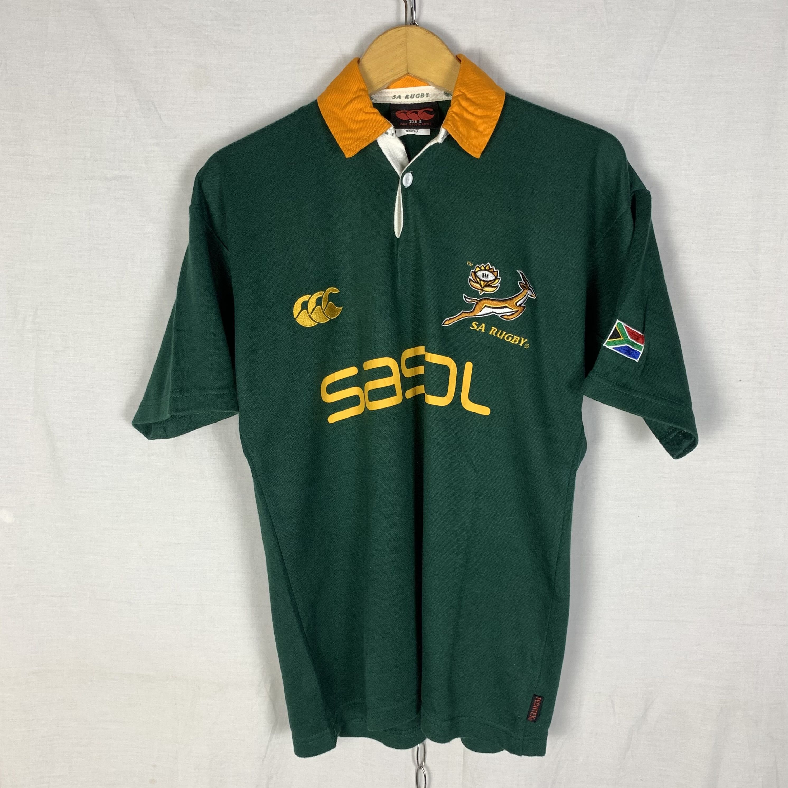 image of Canterbury Of New Zealand x Vintage Canterburry South Africa Rugby Shirt in Green (Size Small)