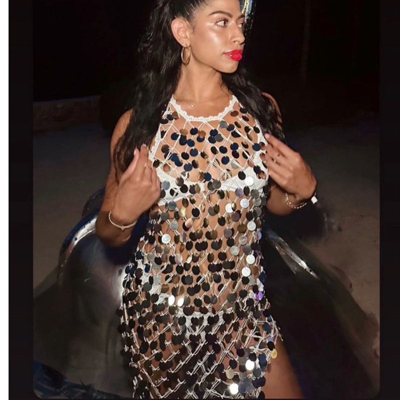 MILLY Milly Cabana sequin crochet midi dress cover up size P/S Size S / US 4 / IT 40 - 16 Thumbnail
