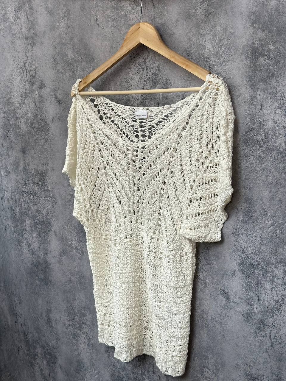 Designer Celtic & Co Crochet Stitch Top Tunic Blouse Relaxed Mako Size S / US 4 / IT 40 - 1 Thumbnail