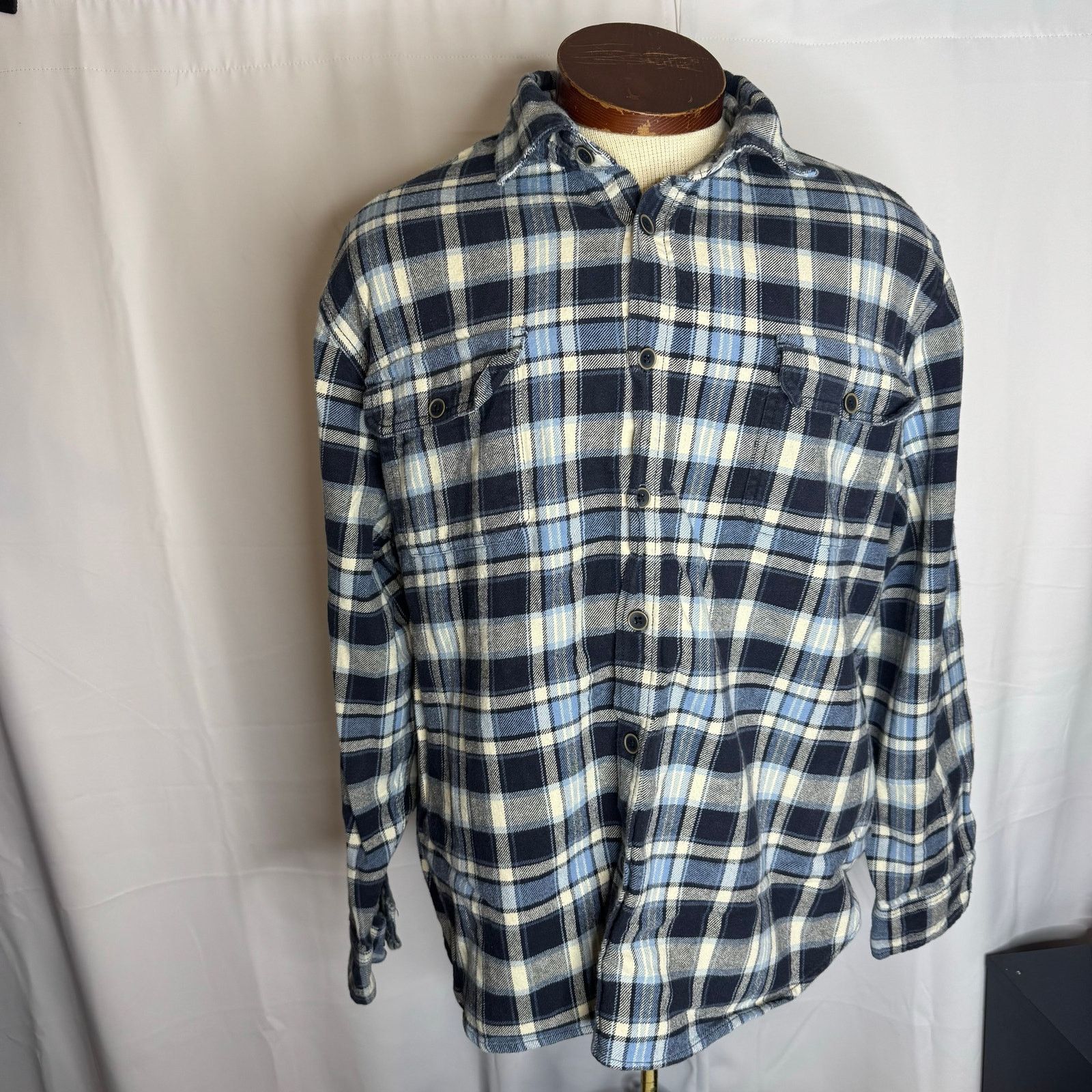 JACHS NY JACHS Men's 2XL Blue Plaid Flannel Shirt Cotton Button Down Size US XXL / EU 58 / 5 - 2 Thumbnail