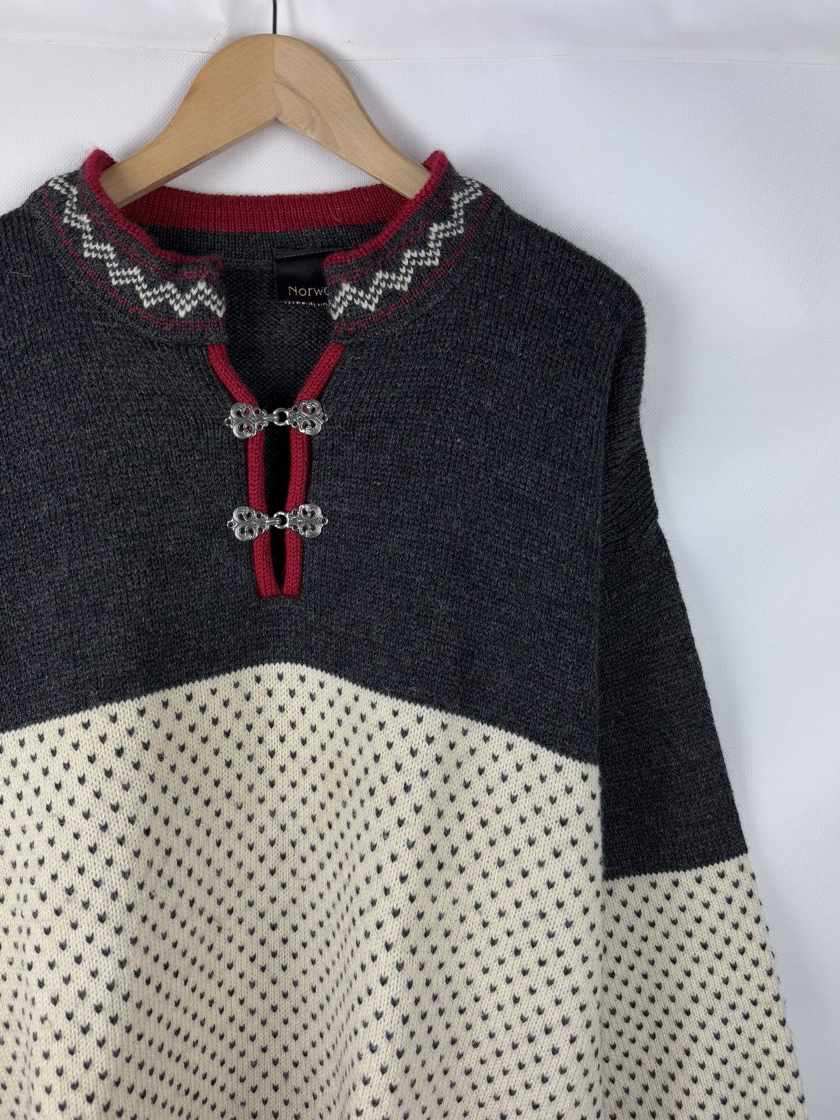 Norwool Norwool Men’s Vintage Knitted Wool Nordic Sweater Pullover Size US L / EU 52-54 / 3 - 5 Thumbnail