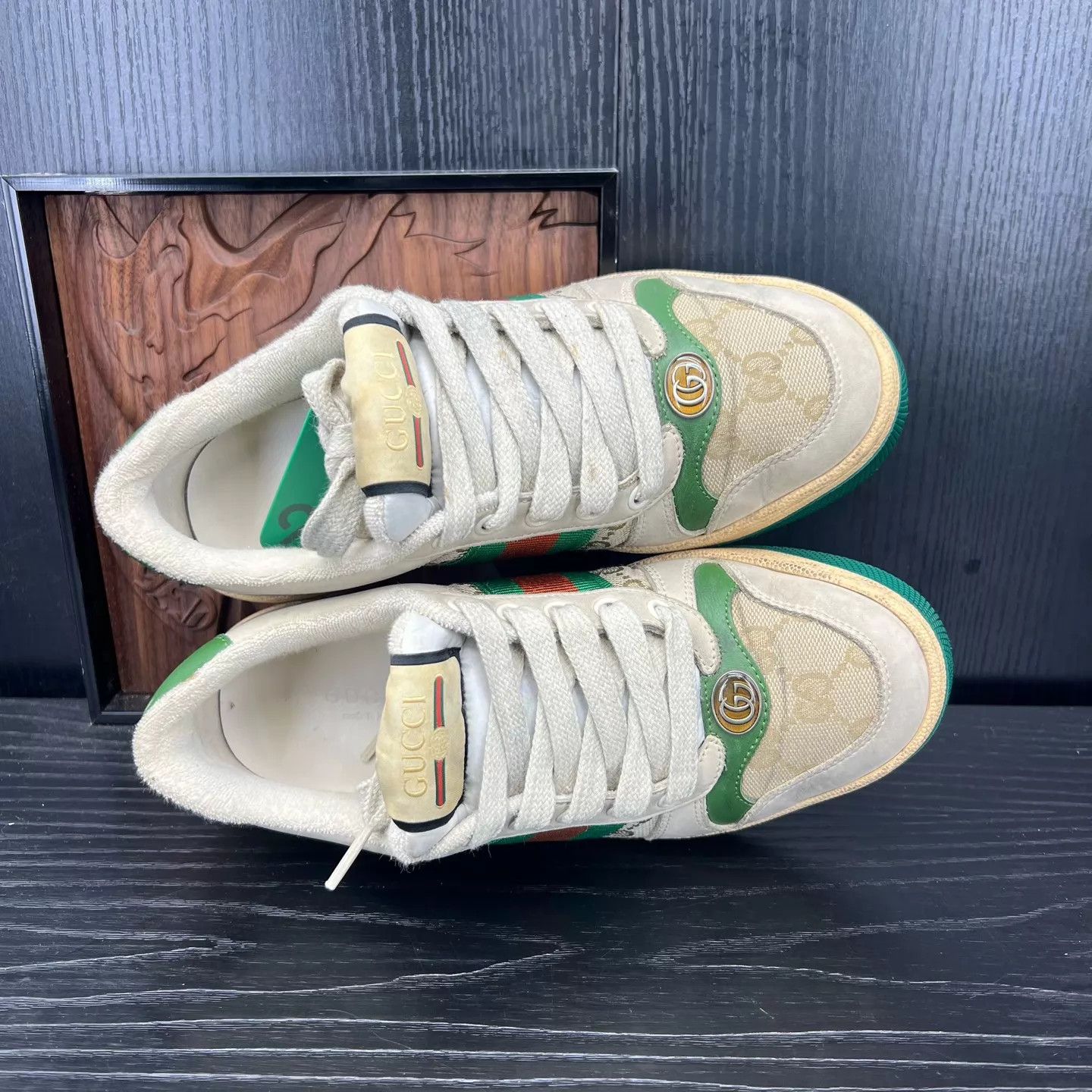 Gucci Gucci Women's Gray Green Dirty Sneaker 35 Like New Size US 4.5 / IT 34.5 - 8 Thumbnail