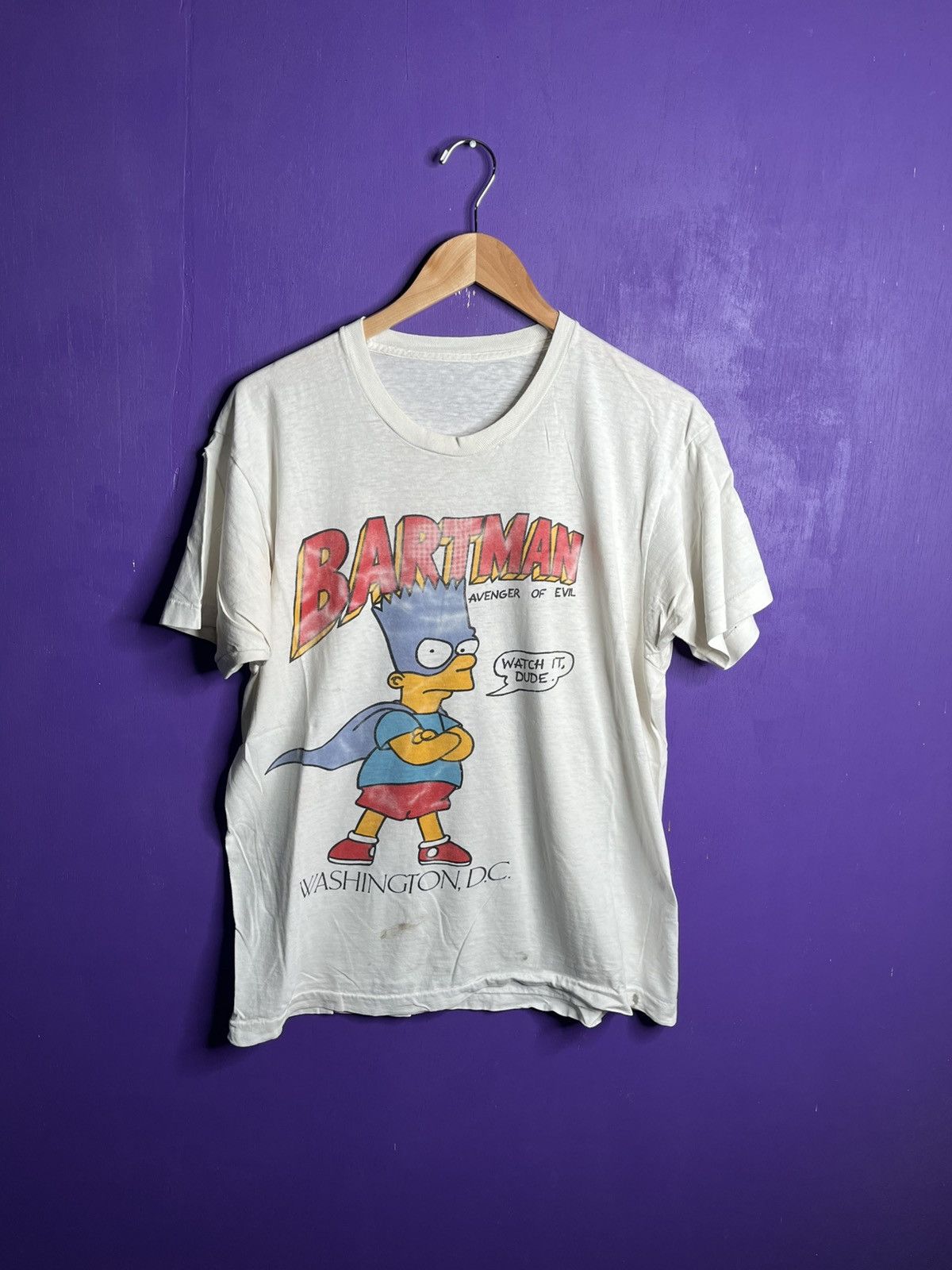 The Simpsons × Vintage Vintage 90s The Simpsons bartman Washington DC T-shirt Size US L / EU 52-54 / 3 - 1 Thumbnail
