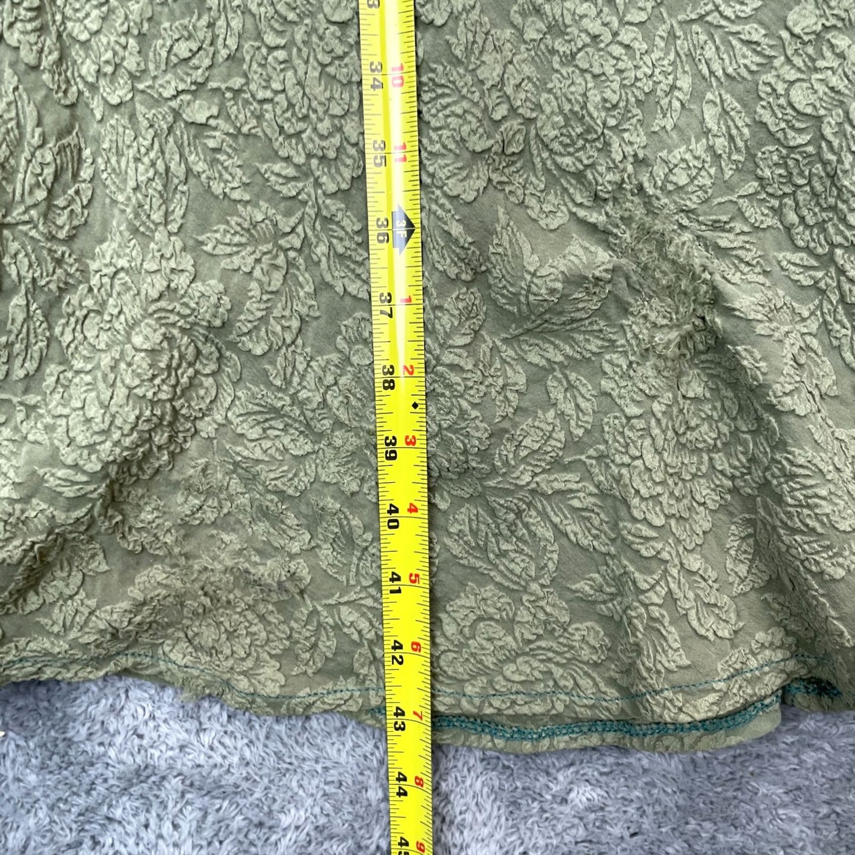 Vintage VINTAGE URU Skirt Womens S Green Maxi Floral Textured Front Slit Cottagecore Skirt City Retro Size 28" / US 6 / IT 42 - 7 Thumbnail