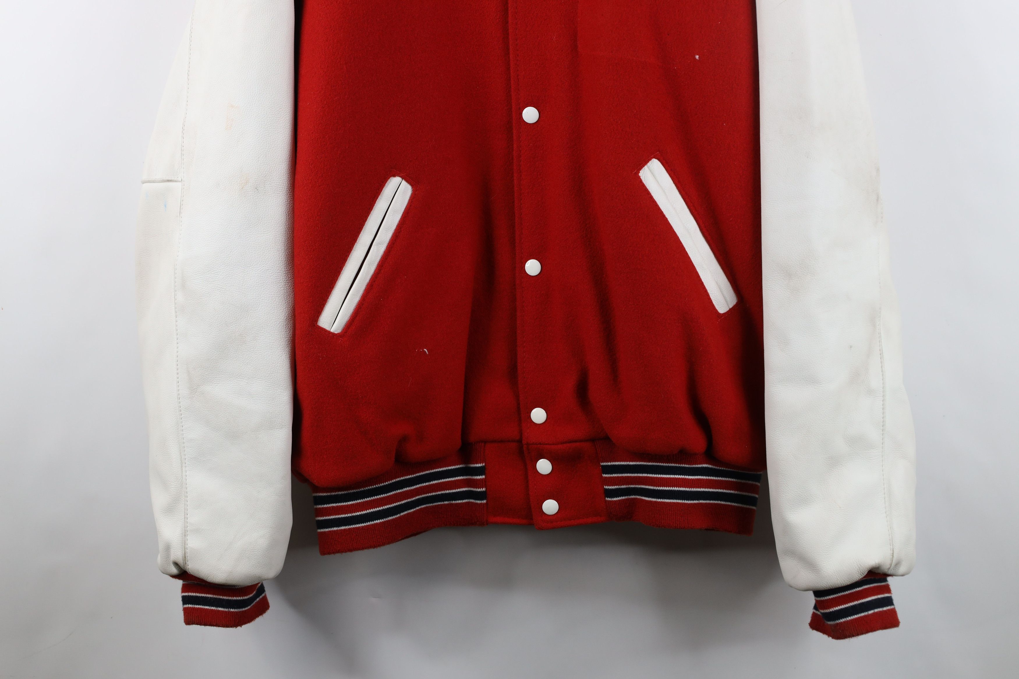 Vintage Vintage 90s Streetwear Long Varsity Letterman Jacket Red USA Size US XL / EU 56 / 4 - 3 Thumbnail