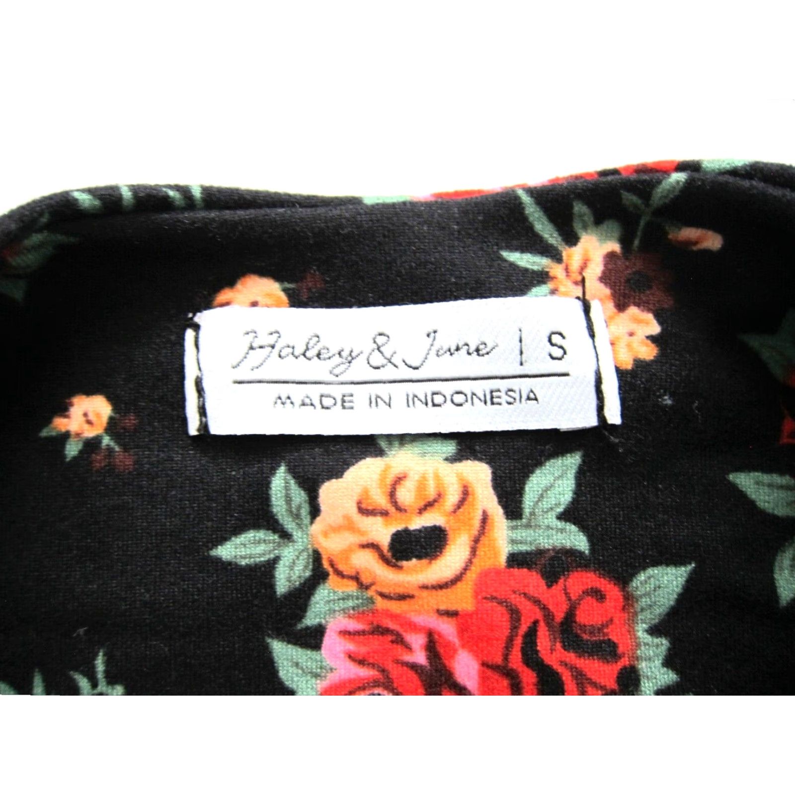 Vintage Haley & June Black Pink Floral Long Sleeve High Neck Stretch Pencil Dress Small Size S / US 4 / IT 40 - 4 Thumbnail