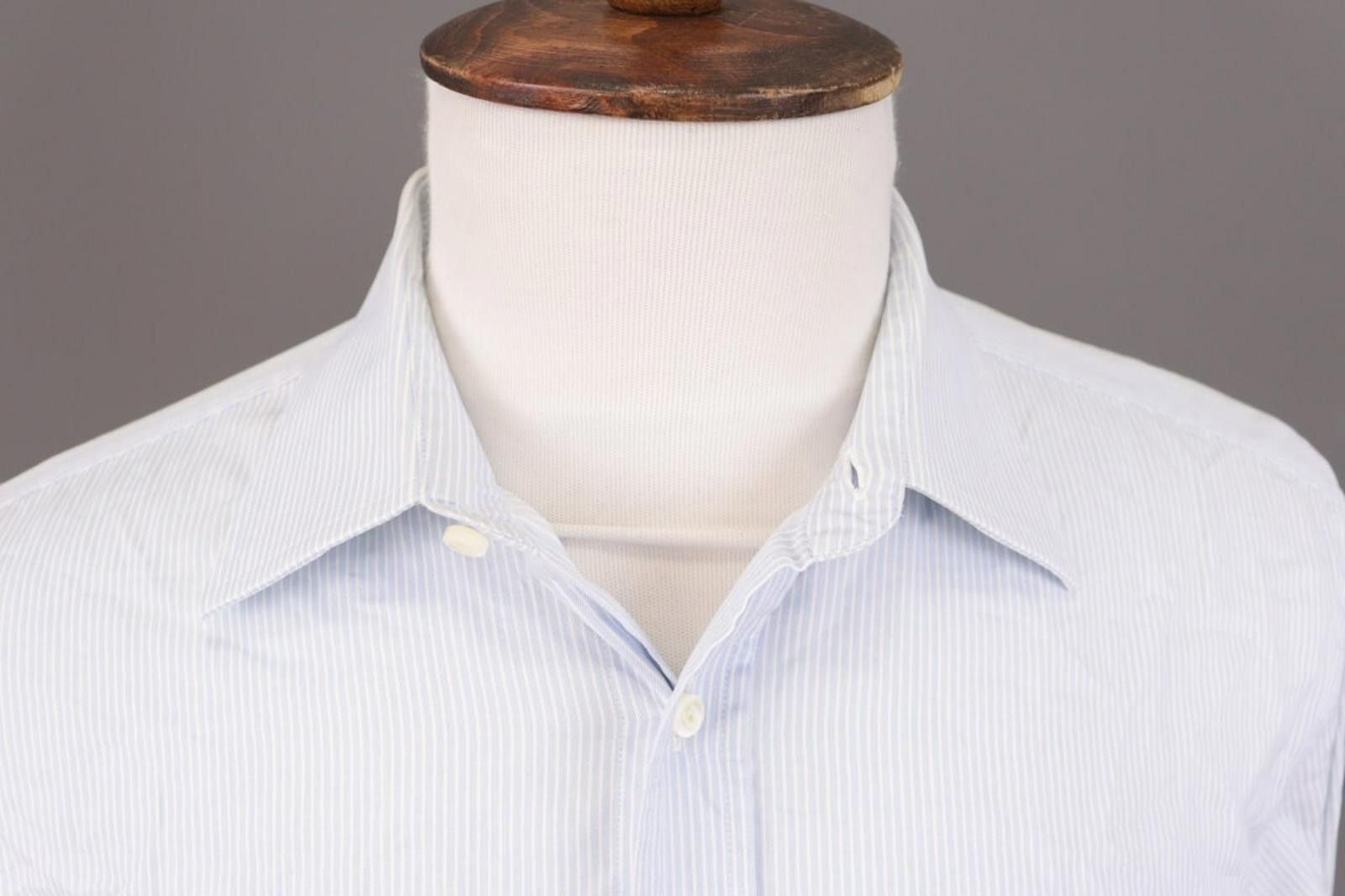 Ermenegildo Zegna Ermenegildo Zegna Blue Pinstripe Shirt Size 43 / 17 Size US M / EU 48-50 / 2 - 4 Thumbnail