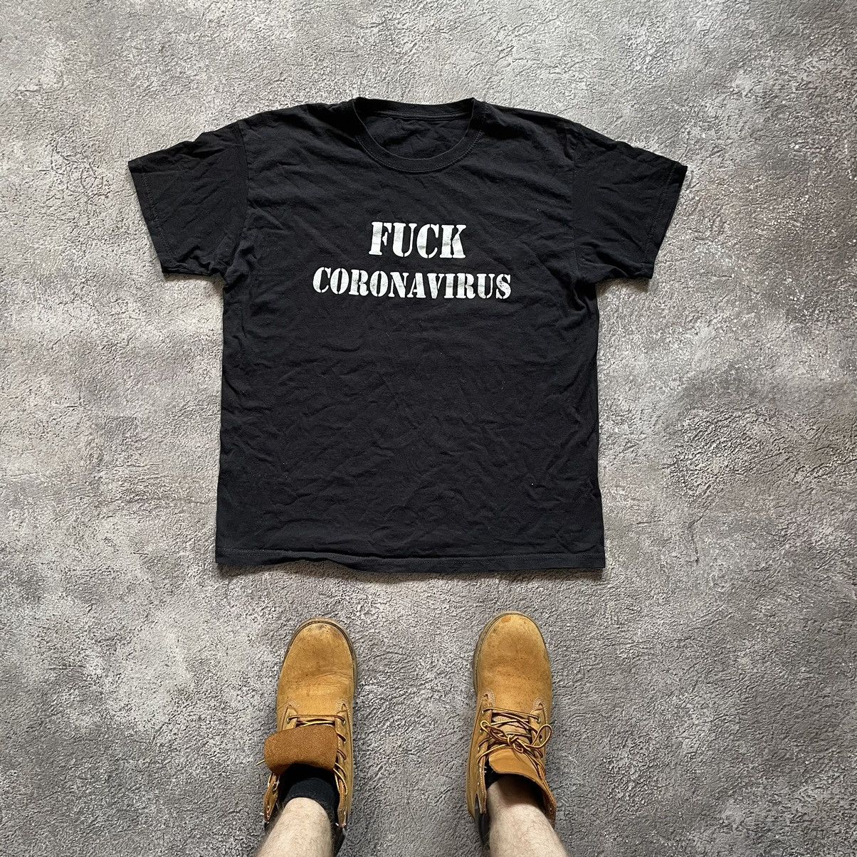 Vintage Y2K ADULT “ FUCK CORONAVIRUS SLOGAN “ FUNNY BuyTee