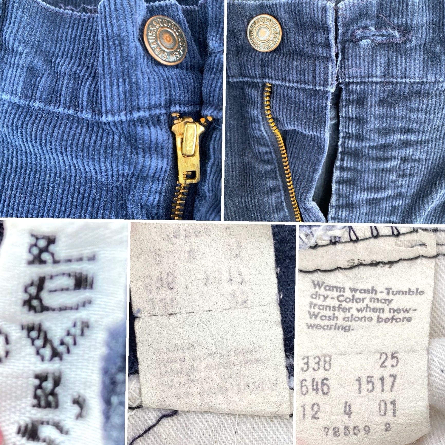 Levi's VINTAGE Levi’s 517 Corduroy Pants Navy Blue 32 x 32 Talon Zipper 1970s Casual Mens Size US 32 / EU 48 - 5 Thumbnail