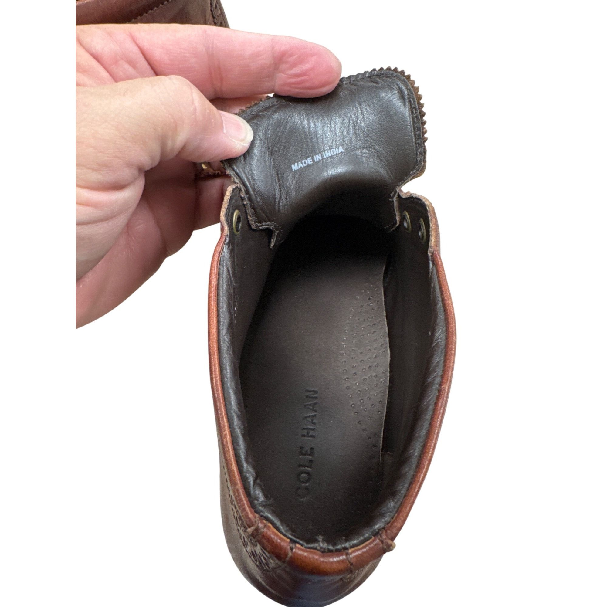 Cole Haan Cole Haan Mens Brown Leather Ankle Wingtip Boots 8M SKU 7796 Size US 8 / EU 41 - 12 Thumbnail
