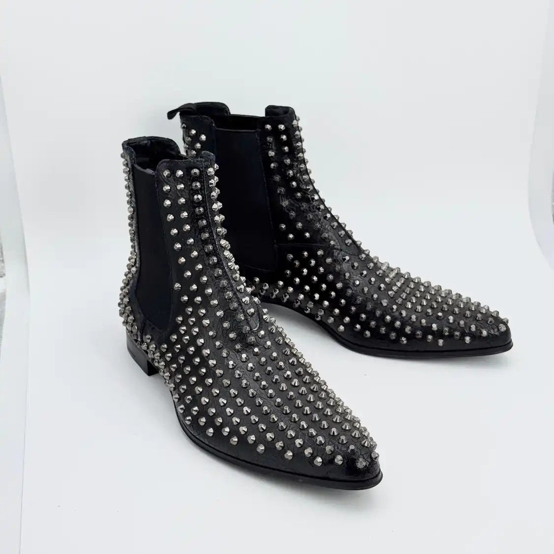 PRADA Size 12 Black Studded Leather Ankle Boots PRADA Size 12 Black Studded Leather Ankle Boots – Sui  main image 2