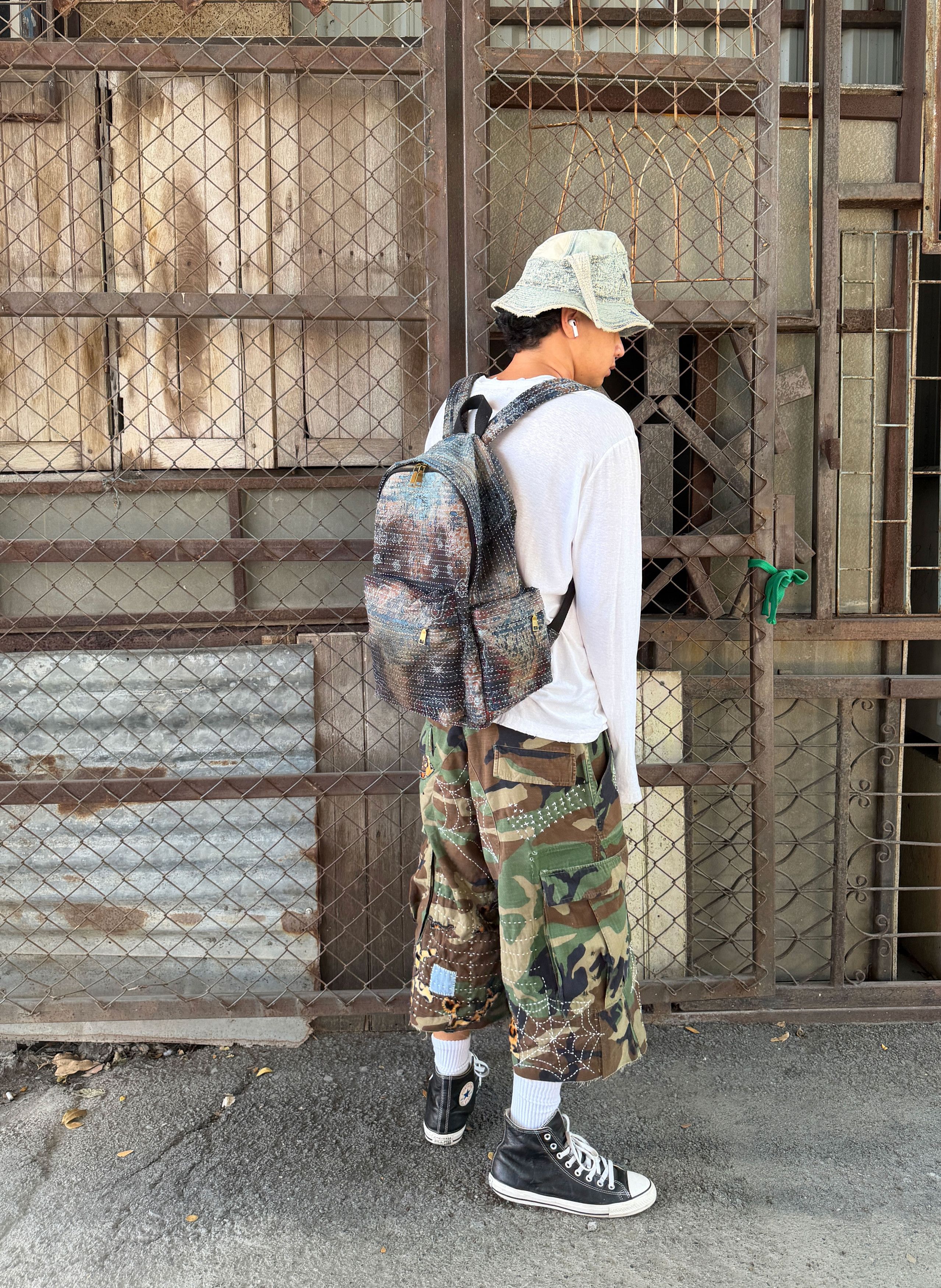 Japanese Brand 1995s VINTAGE CAMO CARGO SASHIKO PATCH SHORTS Size US 34 / EU 50 - 19 Thumbnail