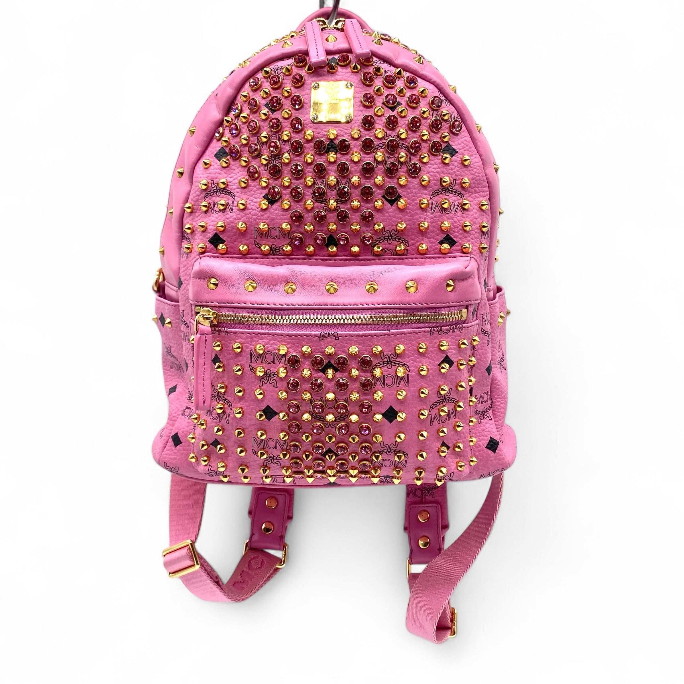 MCM Visetos Backpack Mini All Over Stud Pink