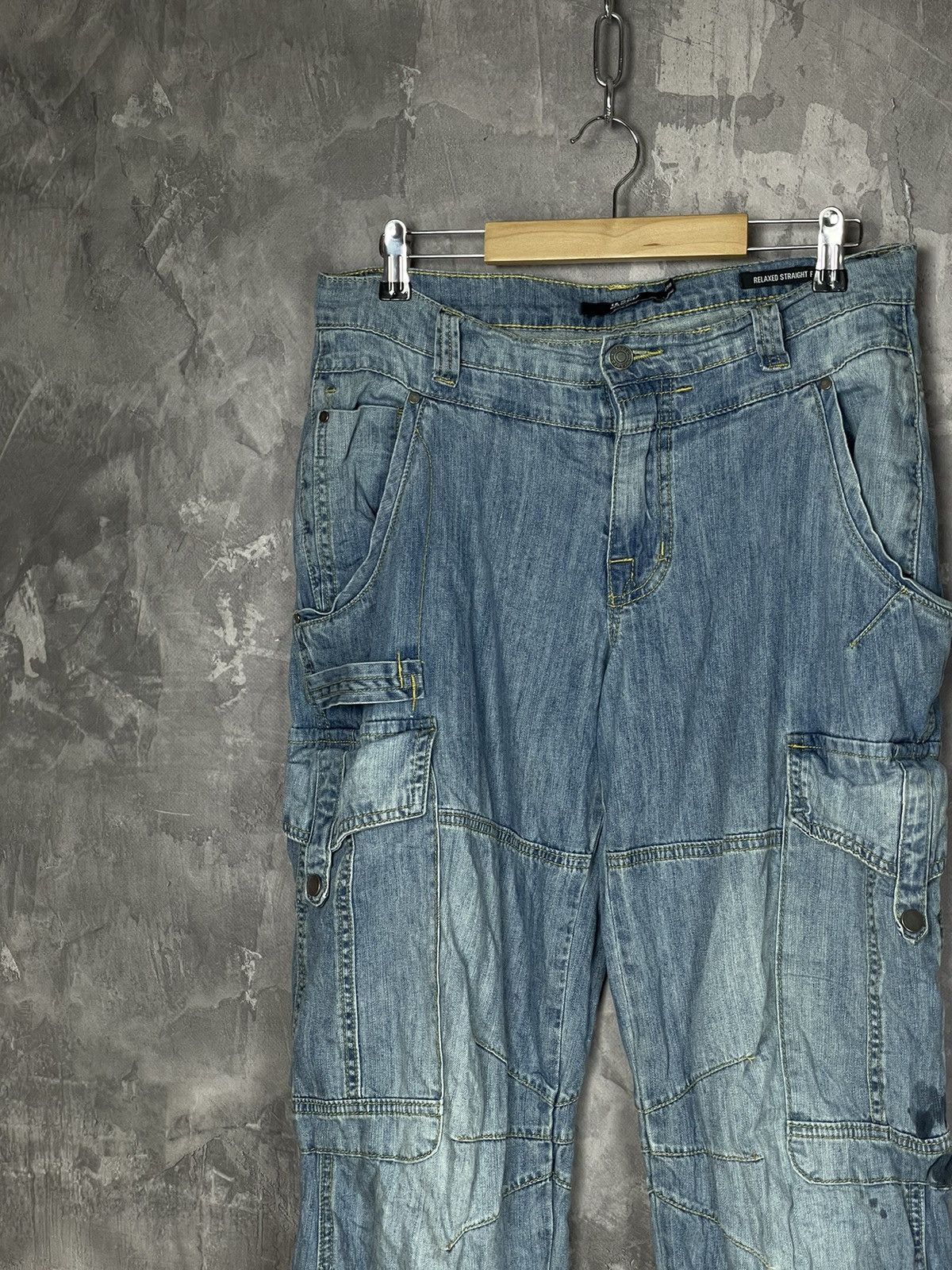 Jaded London × Vintage Sandblast Monster Cargo Denim Baggy Washed Denim Jeans Size US 30 / EU 46 - 4 Thumbnail