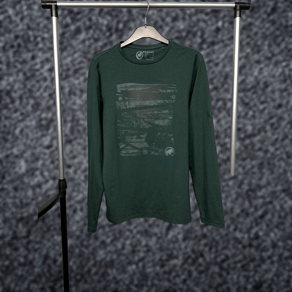 Mammut Mammut Mens Long Sleeve T-Shirt M Green Graphic Print Outdoor Shirt Couture Size US M / EU 48-50 / 2 - 1 Thumbnail