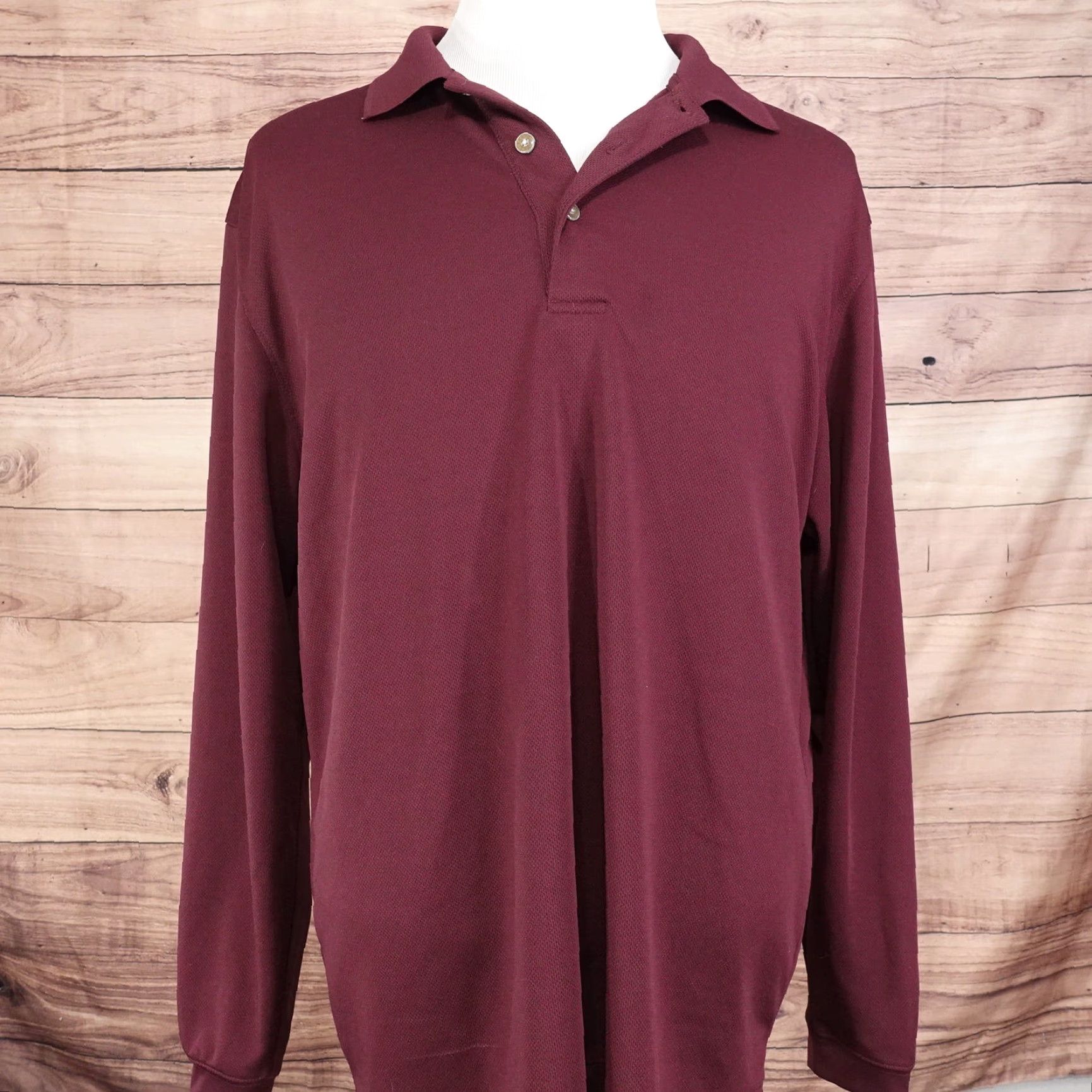 Vintage GRAND SLAM PERFORMANCE GOLF POLO LONG SLEEVE BURGUNDY MENS SZ XL Size US XL / EU 56 / 4 - 3 Thumbnail