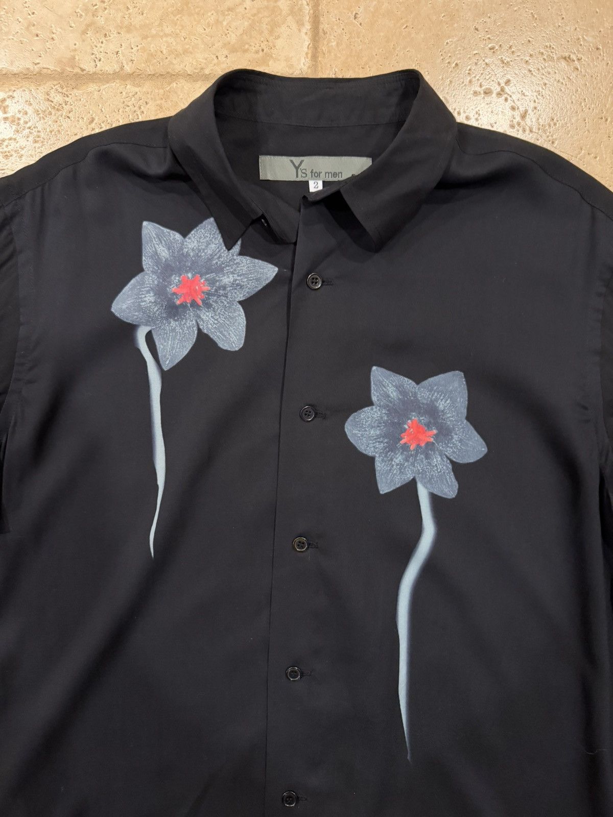 Yohji Yamamoto Yohji Yamamoto Gray Flower / Floral Black Button Up Shirt Size US M / EU 48-50 / 2 - 6 Thumbnail