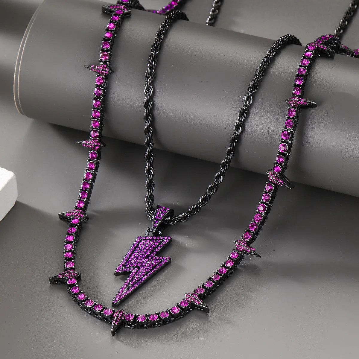 Jewelry Purple Thunder Struck Double Piece Necklace Size ONE SIZE - 2 Thumbnail