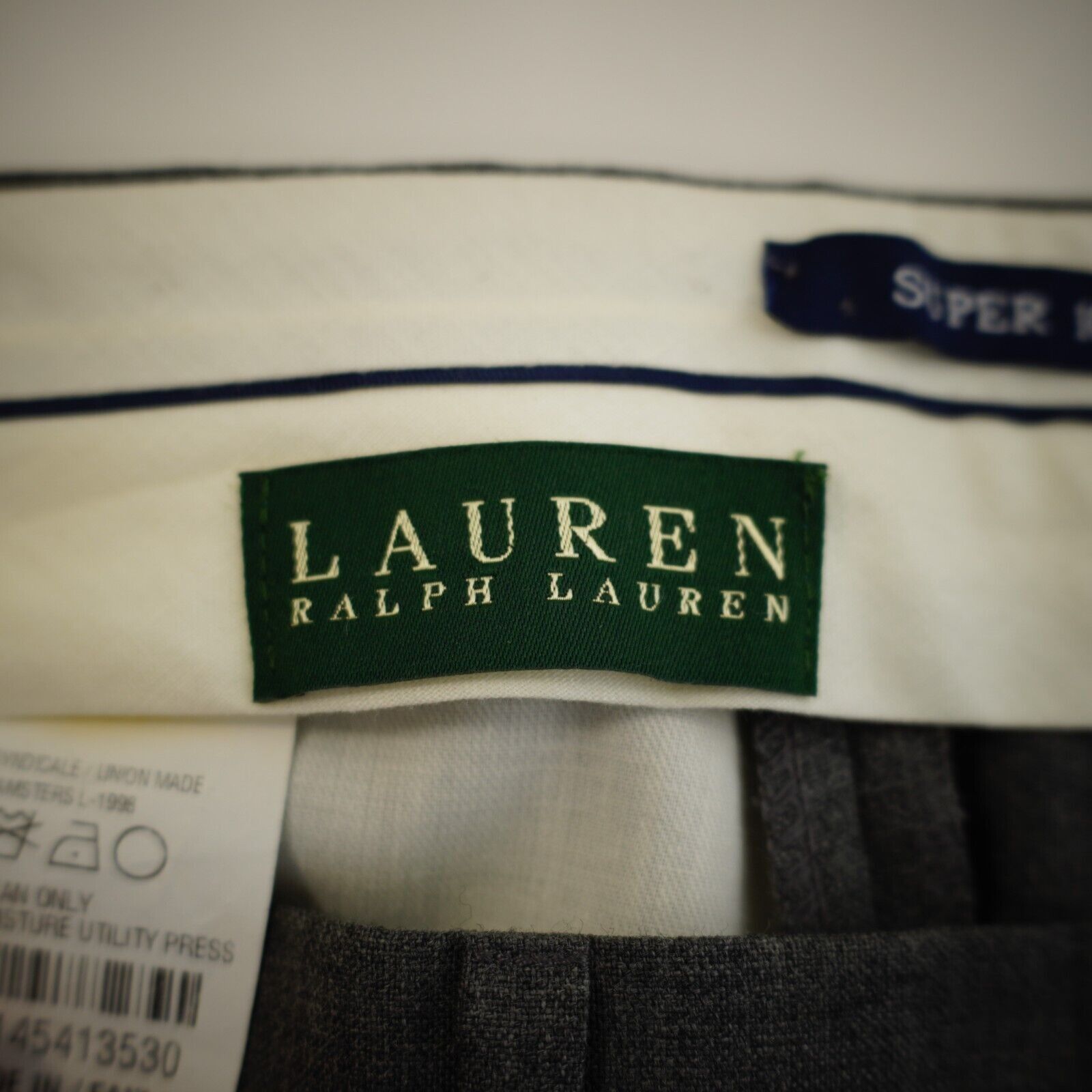 Lauren Ralph Lauren Lauren Ralph Lauren Super 100's Wool Gray Flat Front Mid Ris Size 40R - 5 Thumbnail