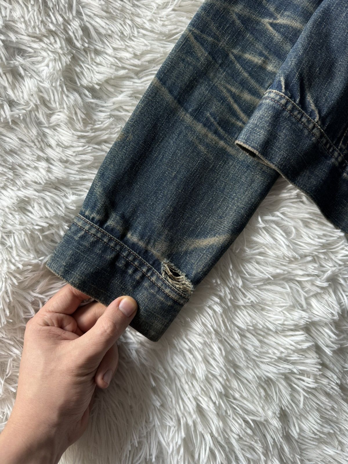 Hysteric Glamour Japanese Dyed Distressed Faded Washed Denim Trucker Jacket Size US M / EU 48-50 / 2 - 3 Thumbnail