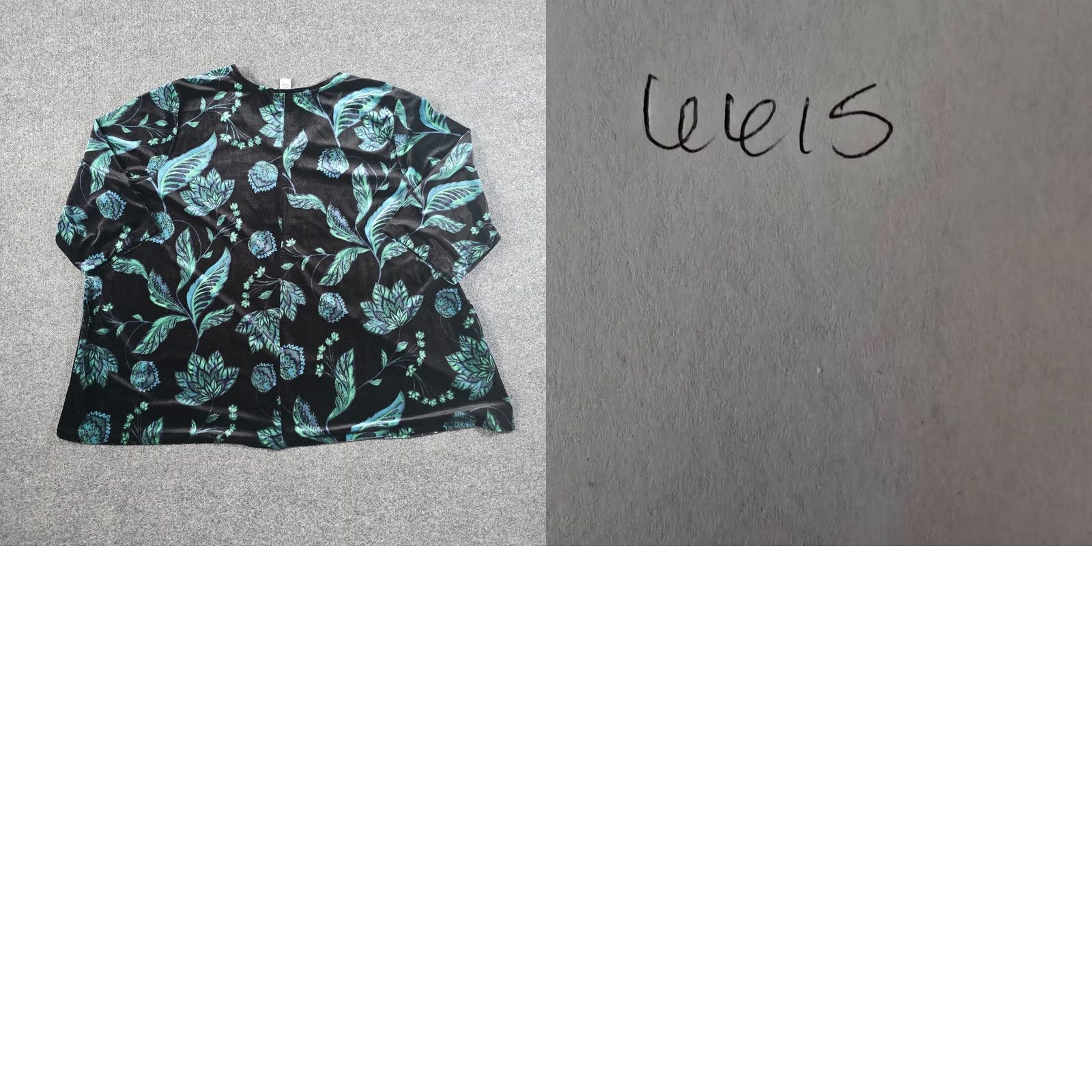 Vintage Catherine's Top Womens 4X Black Green Velour Floral Stretch Casual Career Blouse Size XXL / US 16-18 / IT 52-54 - 8 Thumbnail