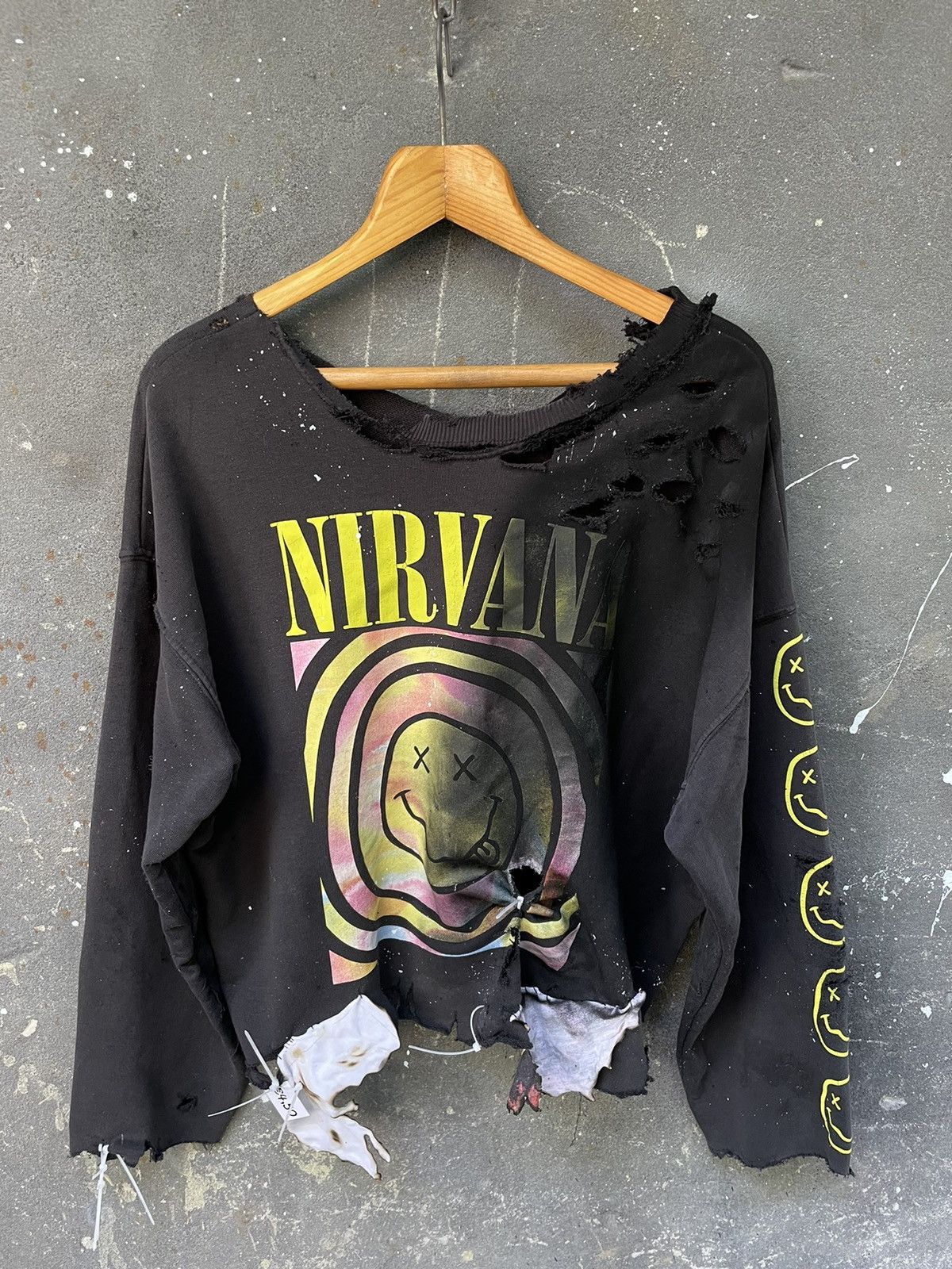 Nirvana Nirvana ☄️Distressed Custom Sweatshirt Sun Faded Retro Style Size US M / EU 48-50 / 2 - 2 Thumbnail
