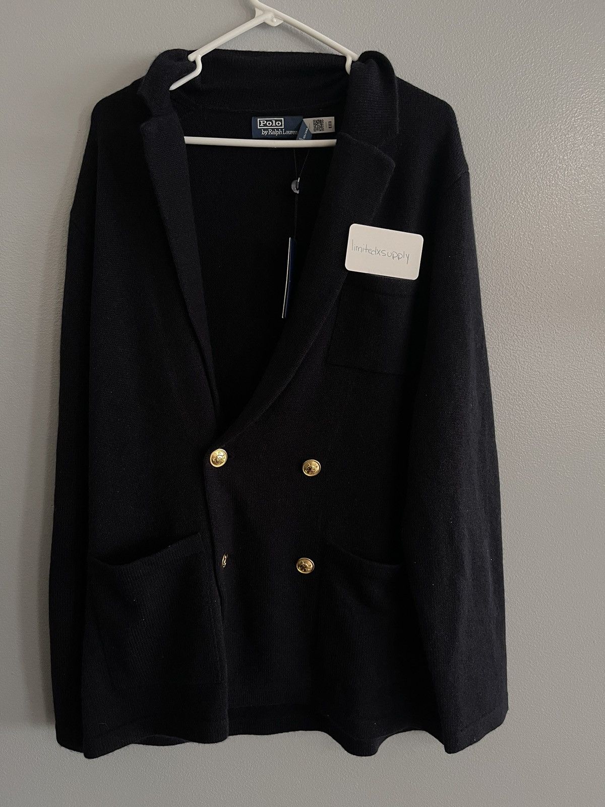 image of Polo Ralph Laurent Cashmere Blazer Cardigan (Xl) in Navy, Men's