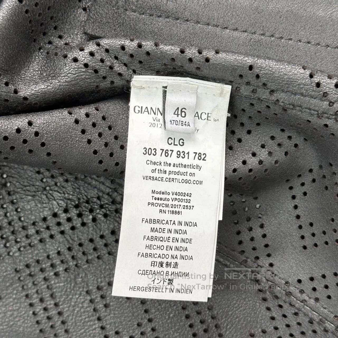 Versace black perforated leather jacket by Versace. Size US M / EU 48-50 / 2 - 4 Thumbnail