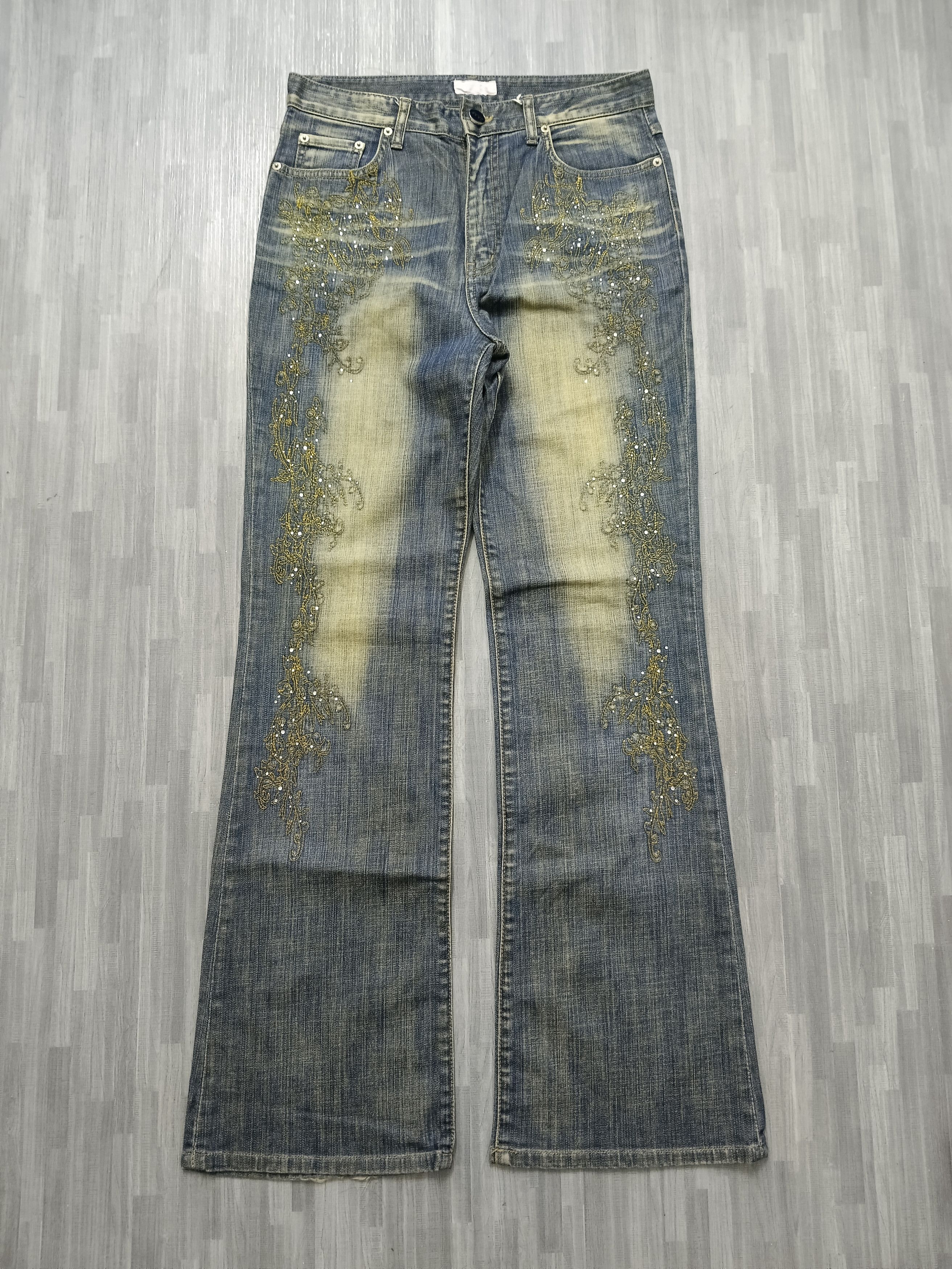Japanese Brand RUSTY FLARE SWAROVSKI AR-DI-LA DENIM PANTS Size US 31 - 2 Thumbnail