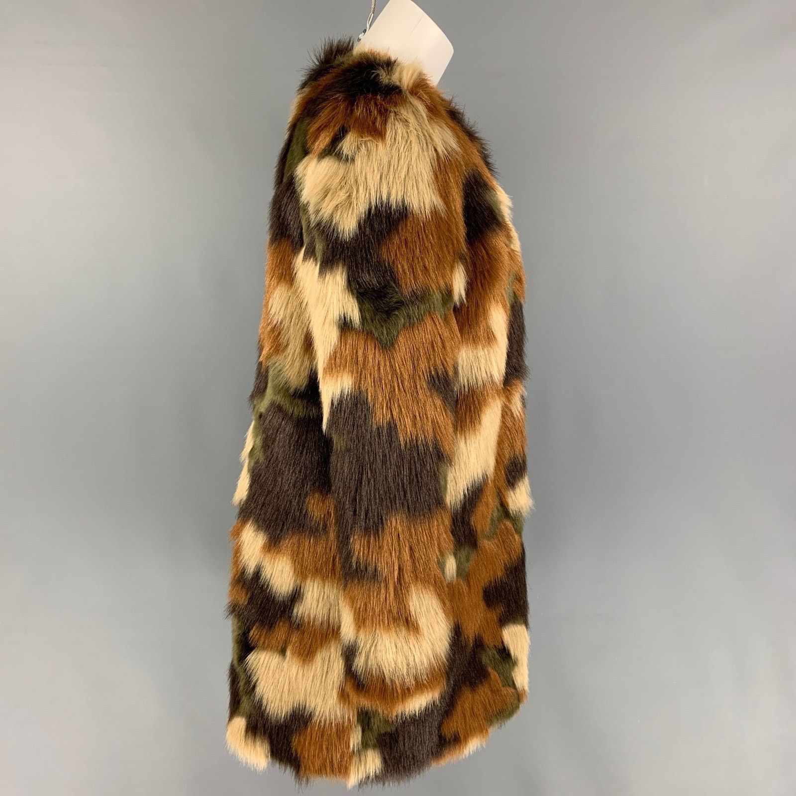 Michael Kors Size M Tan Brown Polyester Textured Collarless Coat Size M / US 6-8 / IT 42-44 - 2 Thumbnail