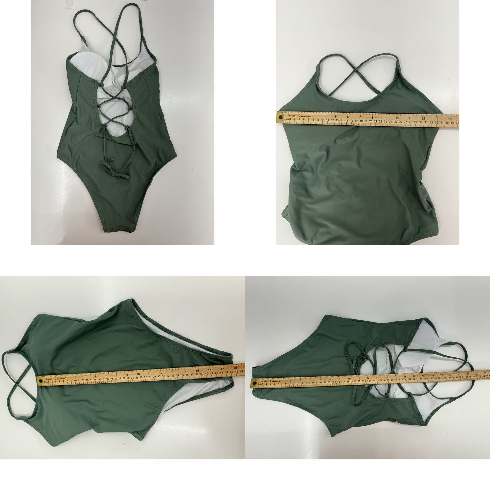 Shein Shein Womens Swimsuit XS Green One-Piece Cross Back Size ONE SIZE - 8 Thumbnail