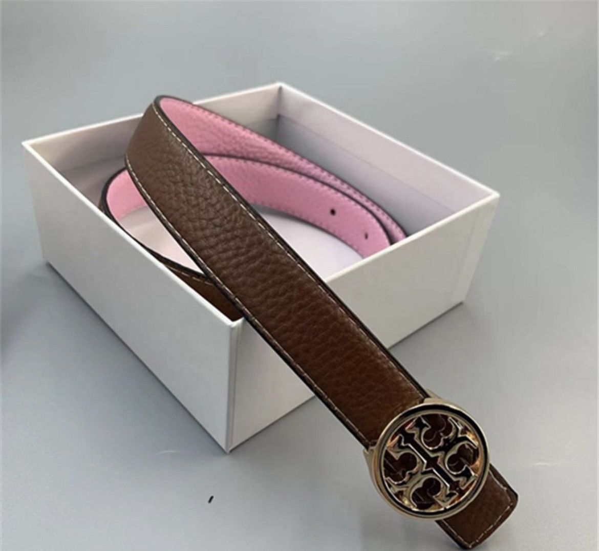 Tory Burch Tory Burch Thin Pink/Brown Reversible Belt Size ONE SIZE - 2 Thumbnail