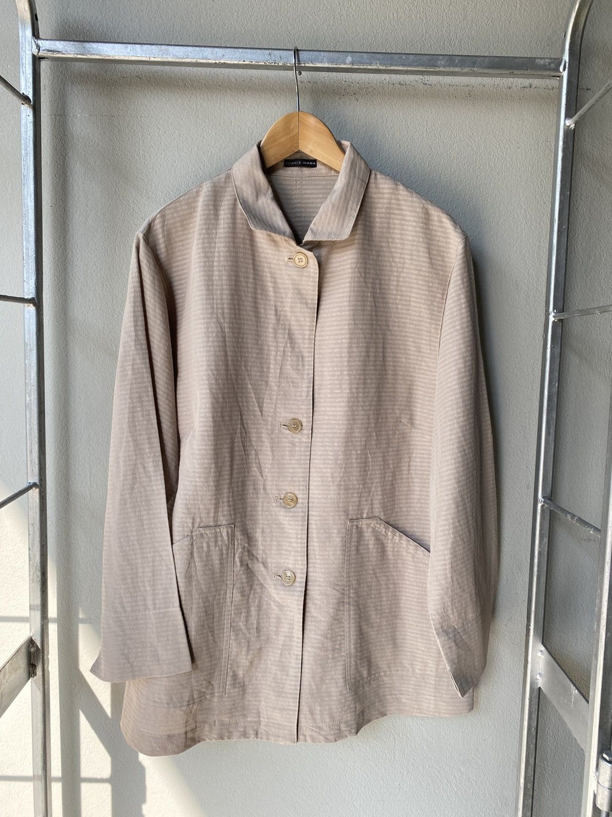 yoshie inaba YOSHIE INABA Brown Striped Button-Up Shirt Size L / US 10 / IT 46 - 1 Thumbnail