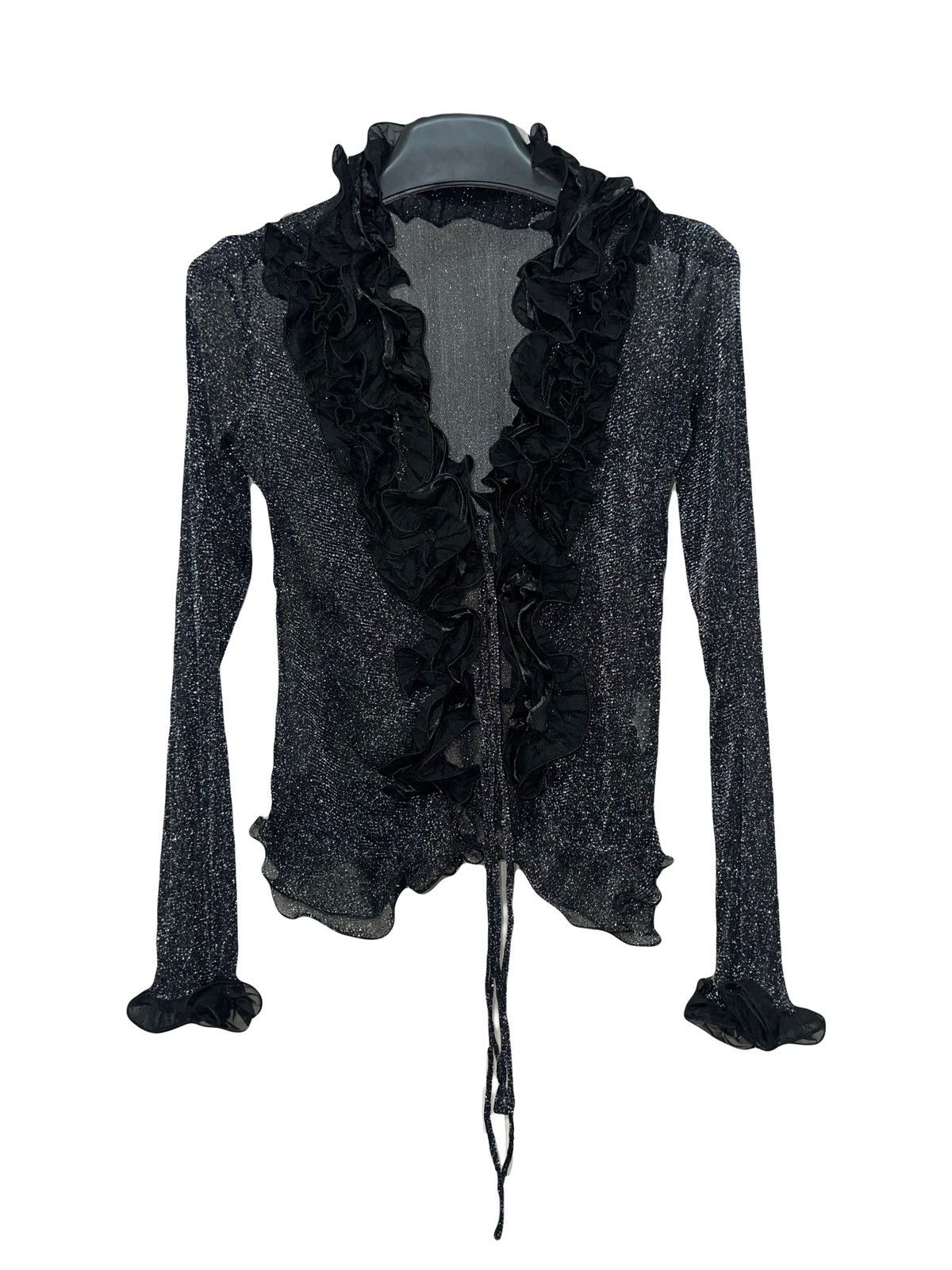 Japanese Brand Y2k Glitter rose ruffle blouse 🥀 Size ONE SIZE - 1 Thumbnail