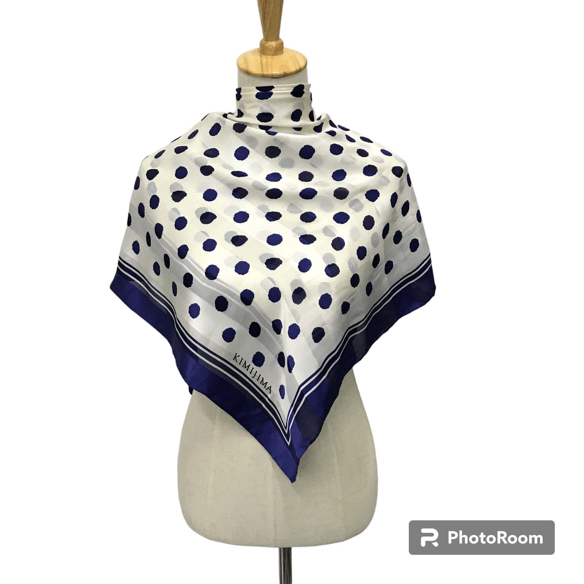 Japanese Brand Kimijima Polka Dots Slit Thread Silk Scarf M173 Size ONE SIZE - 1 Thumbnail