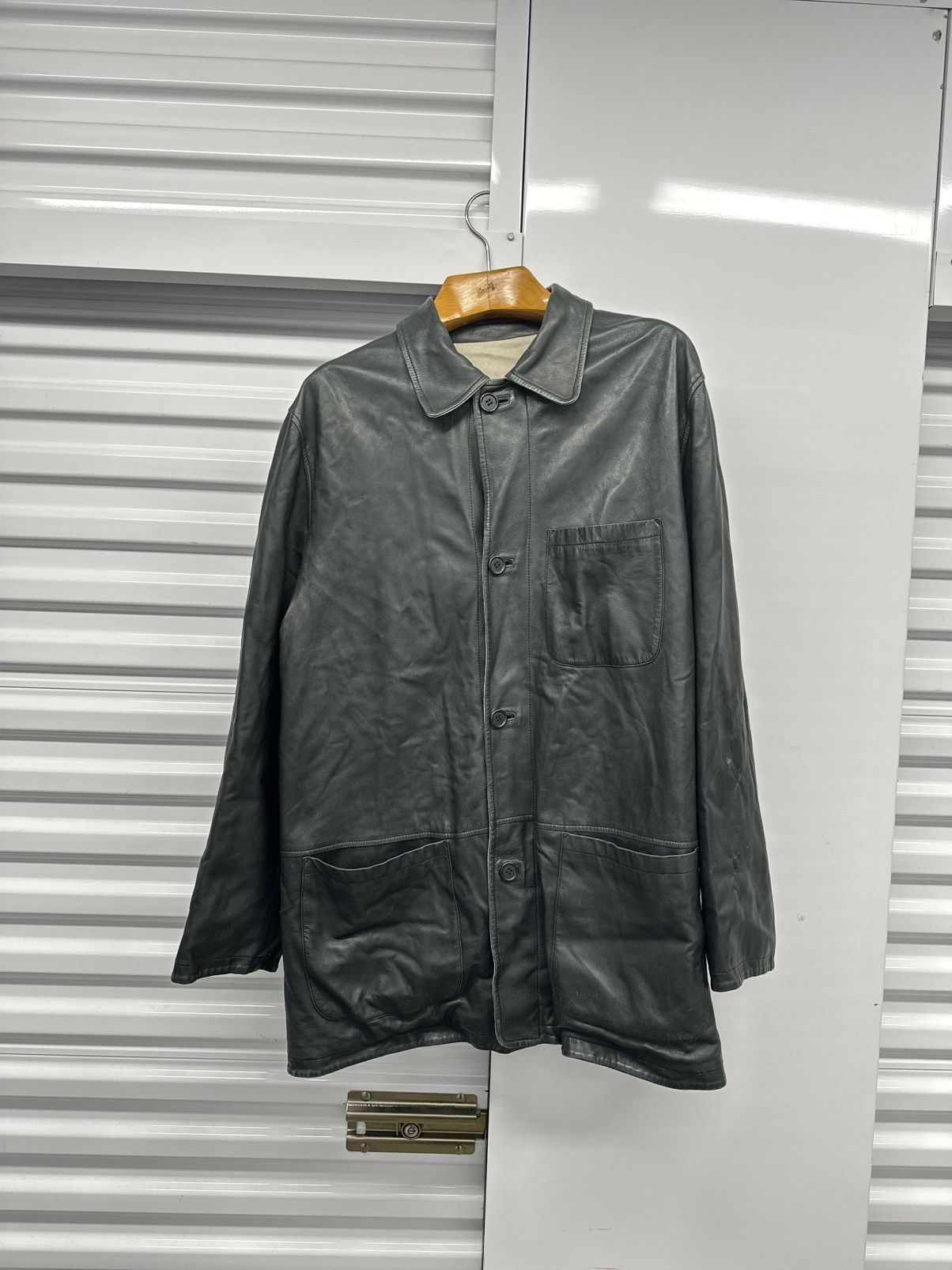 Ermenegildo Zegna Reversible Pelle Leather Jacket With Button Closures Size US XL / EU 56 / 4 - 1 Thumbnail